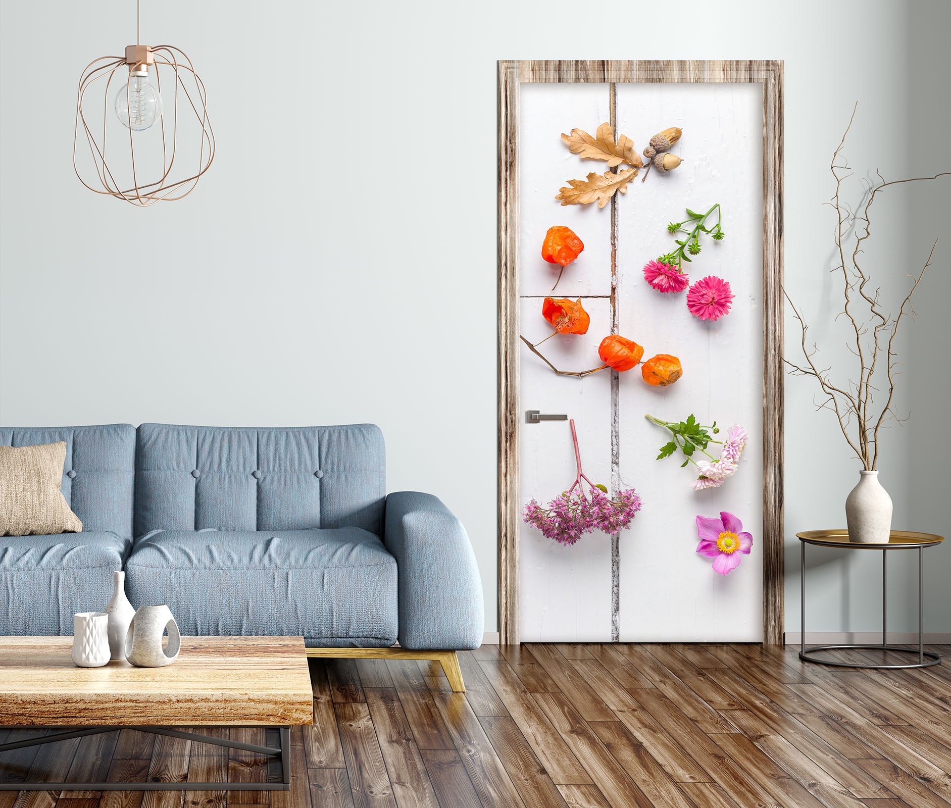 3D Pink Daisy 5032 Assaf Frank Door Mural