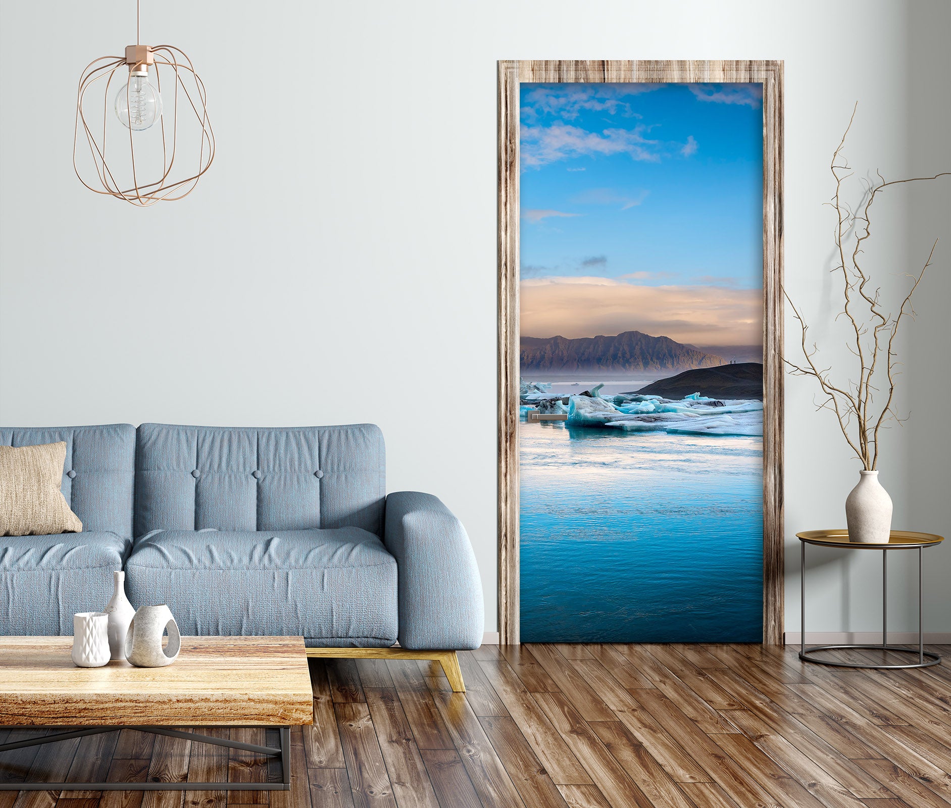 3D Sky Waterside Mountains 11576 Marco Carmassi Door Mural