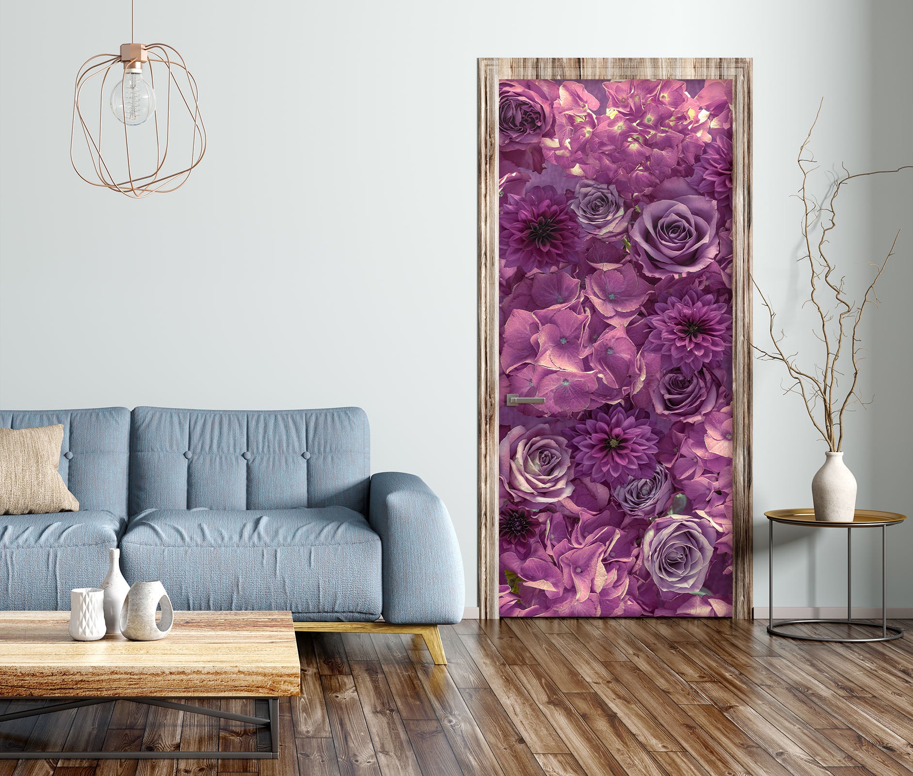 3D Purple Garden 5050 Assaf Frank Door Mural