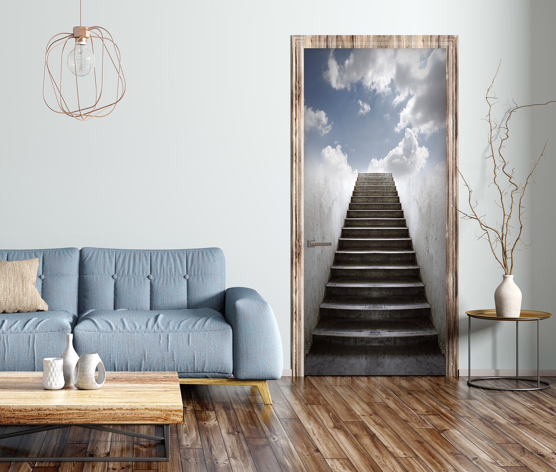 3D Stairs Sky 22044 Door Mural