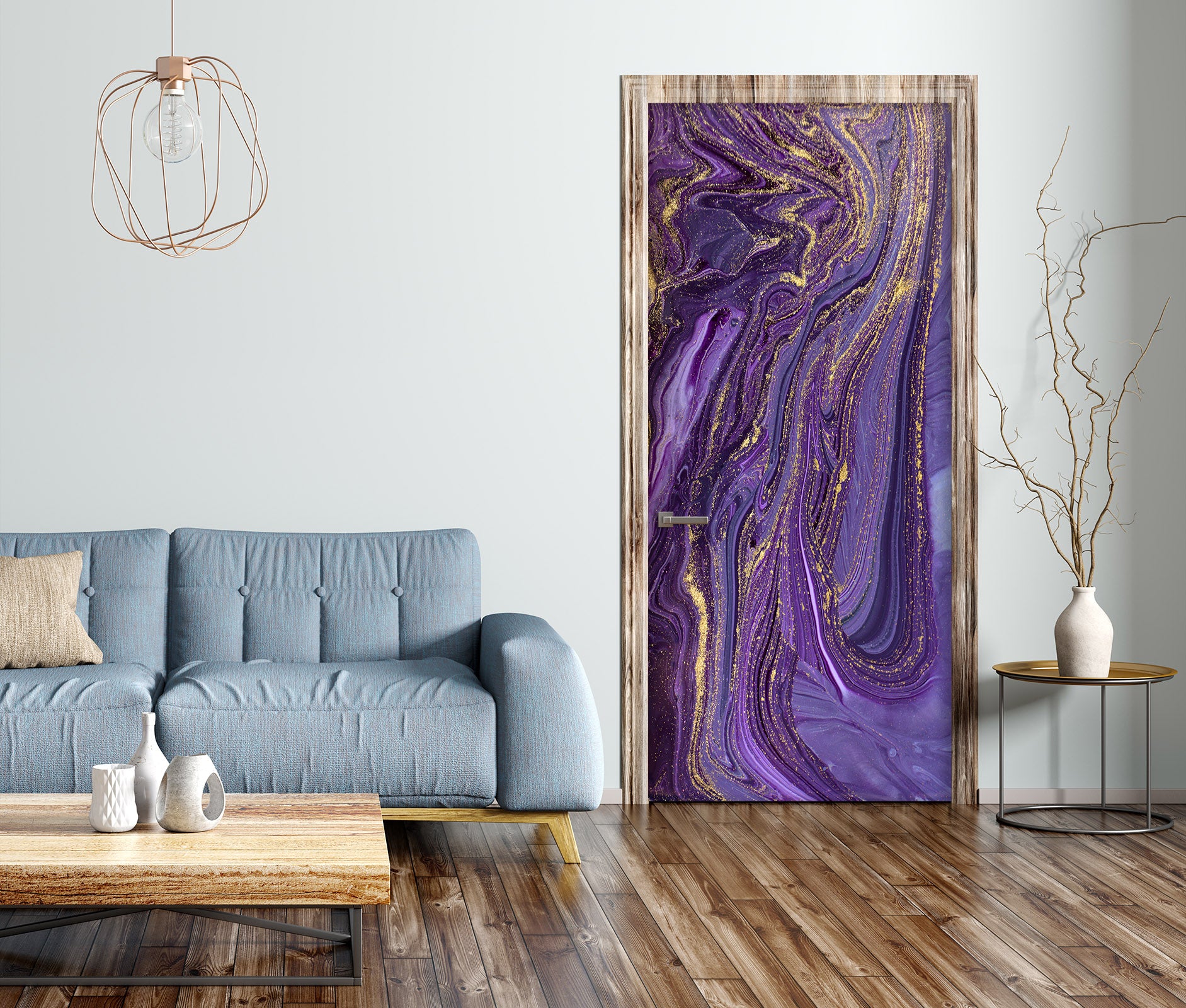 3D Purple Lines 25160 Door Mural