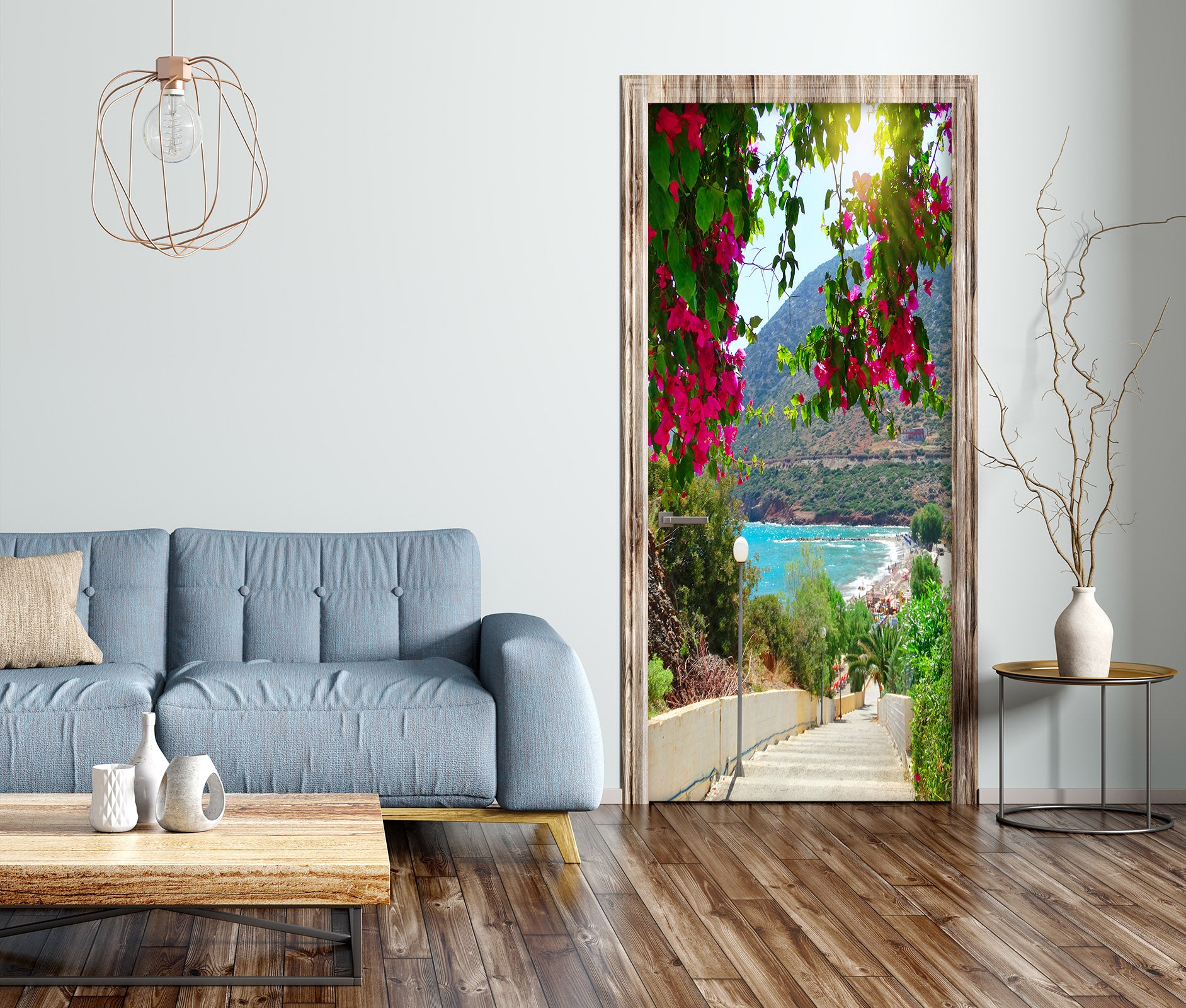 3D Mountain Flower Bush 22137 Door Mural