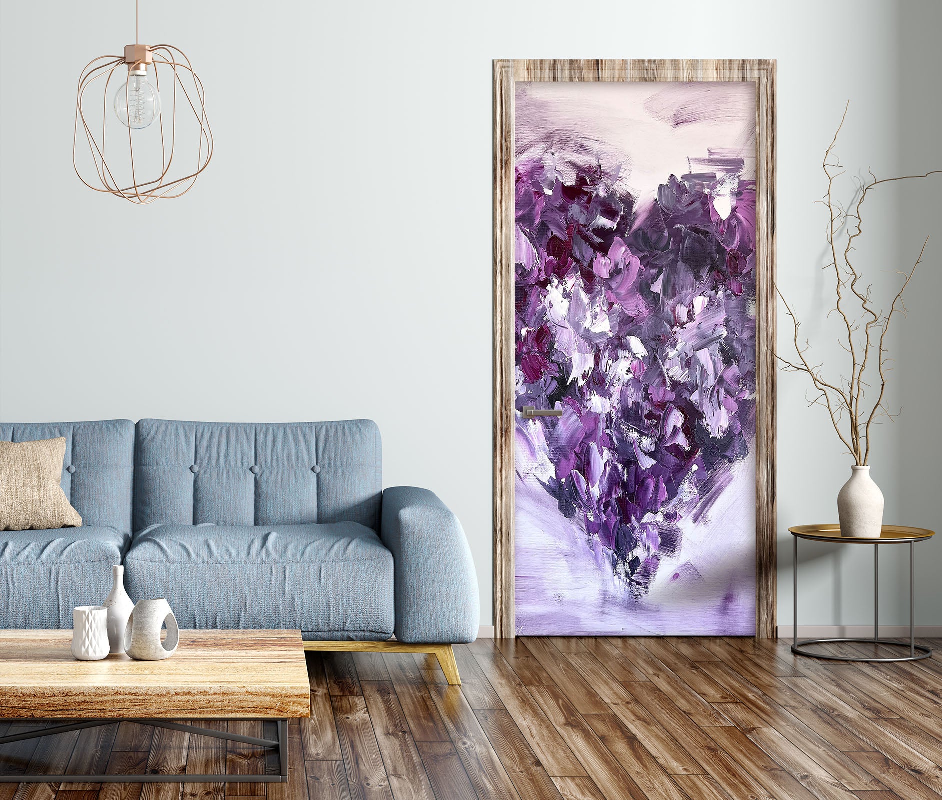 3D Purple Heart 3071 Skromova Marina Door Mural