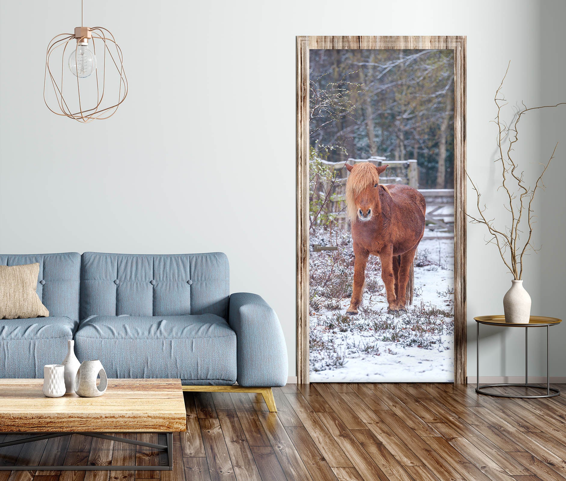 3D Brown Pony 5145 Assaf Frank Door Mural