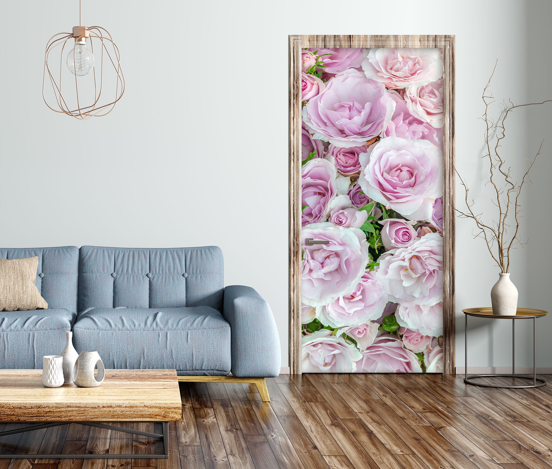 3D Pink Roses 5045 Assaf Frank Door Mural