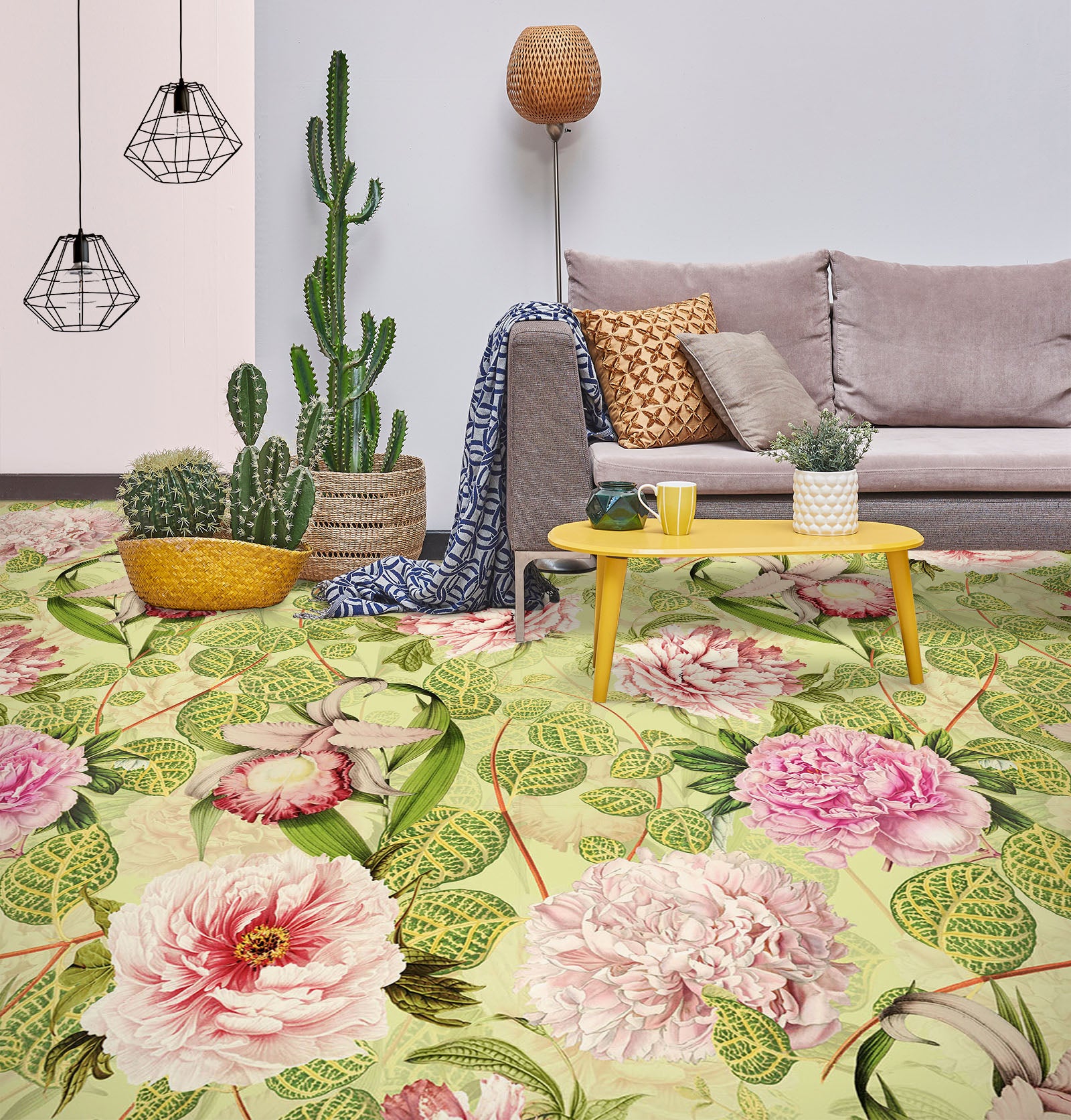 3D Pink Flowers 10029 Uta Naumann Floor Mural