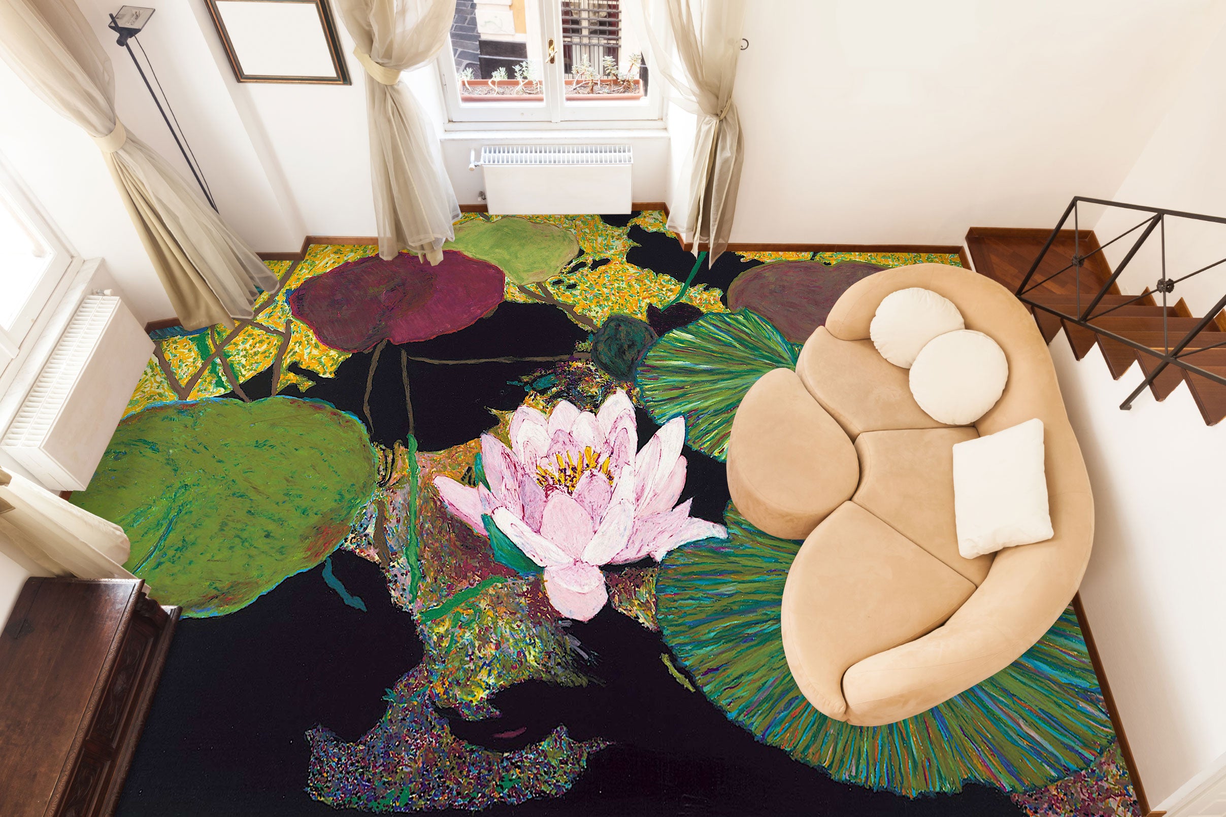 3D Lotus Leaf Pattern 9691 Allan P. Friedlander Floor Mural