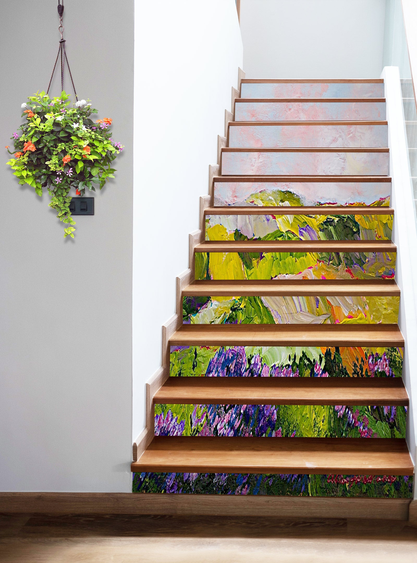 3D Flowers Hillside Oil Painting 89219 Allan P. Friedlander Stair Risers