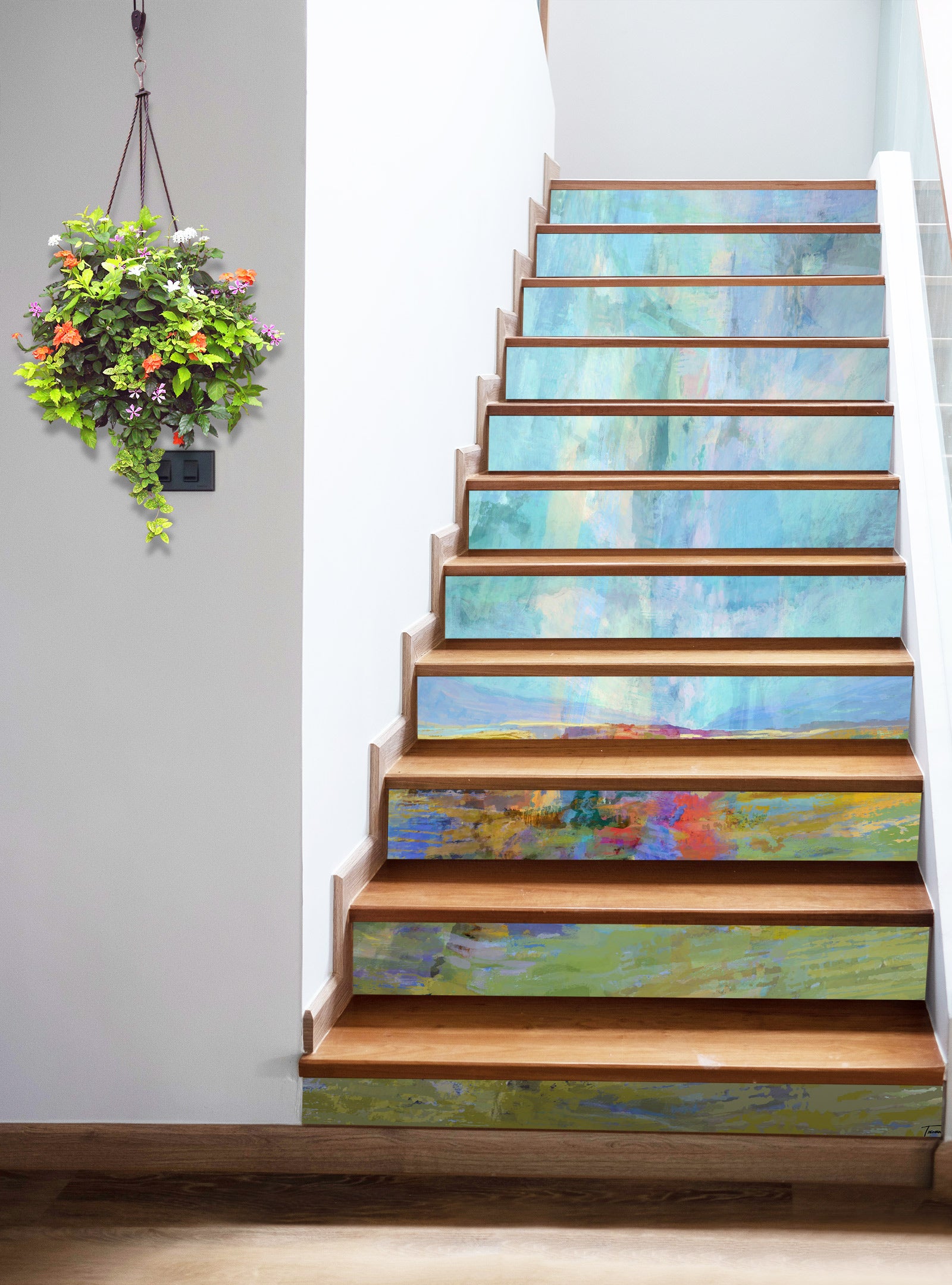 3D Oil Painting Grass Sky 9467 Michael Tienhaara Stair Risers