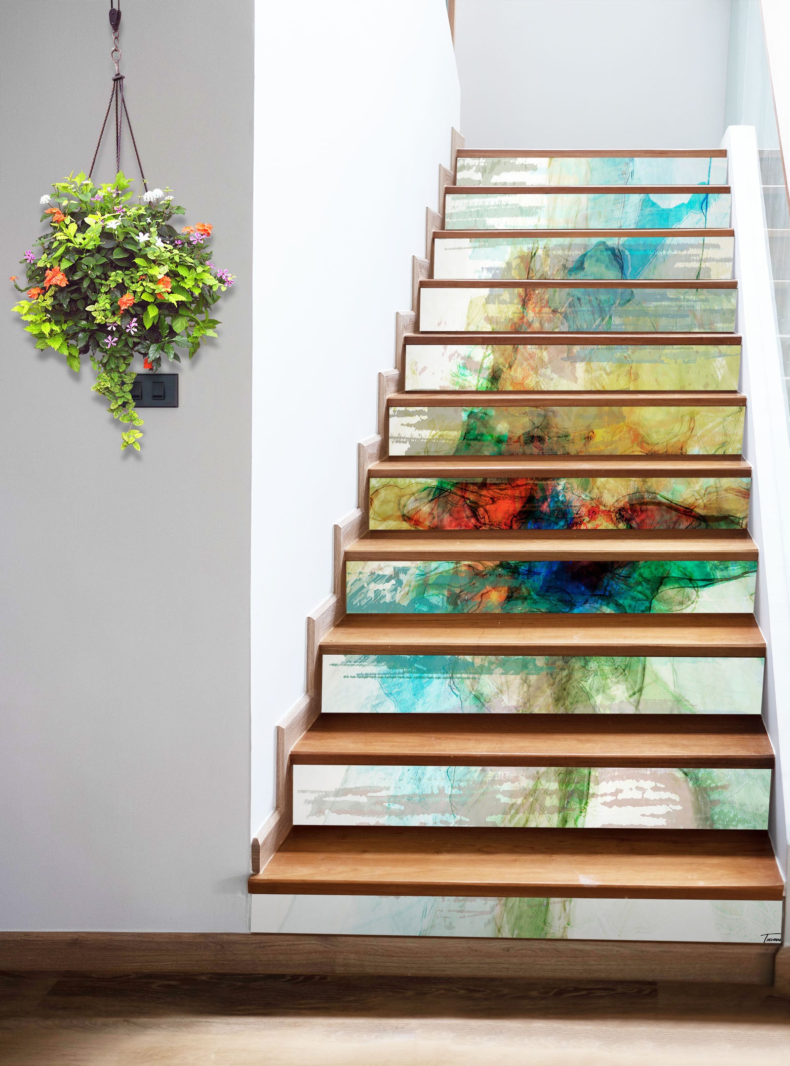 3D Colorful Ink Pattern 104210 Michael Tienhaara Stair Risers