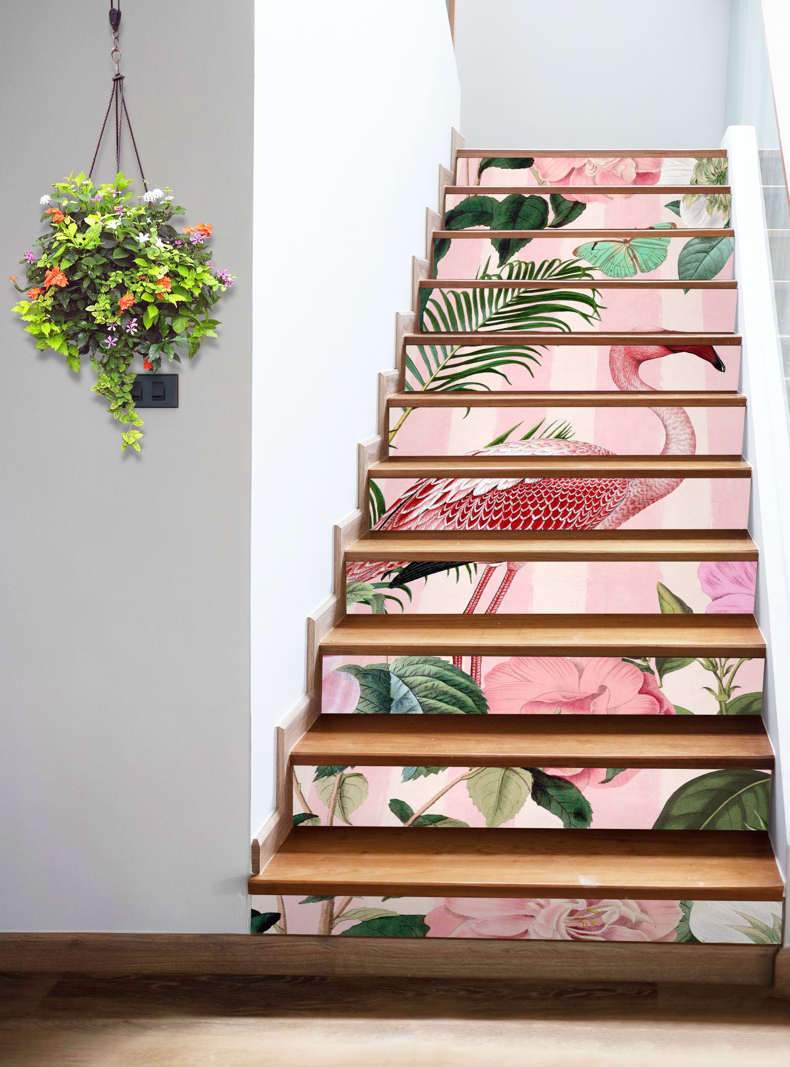 3D Flamingo Leaves Flowers 109207 Andrea Haase Stair Risers