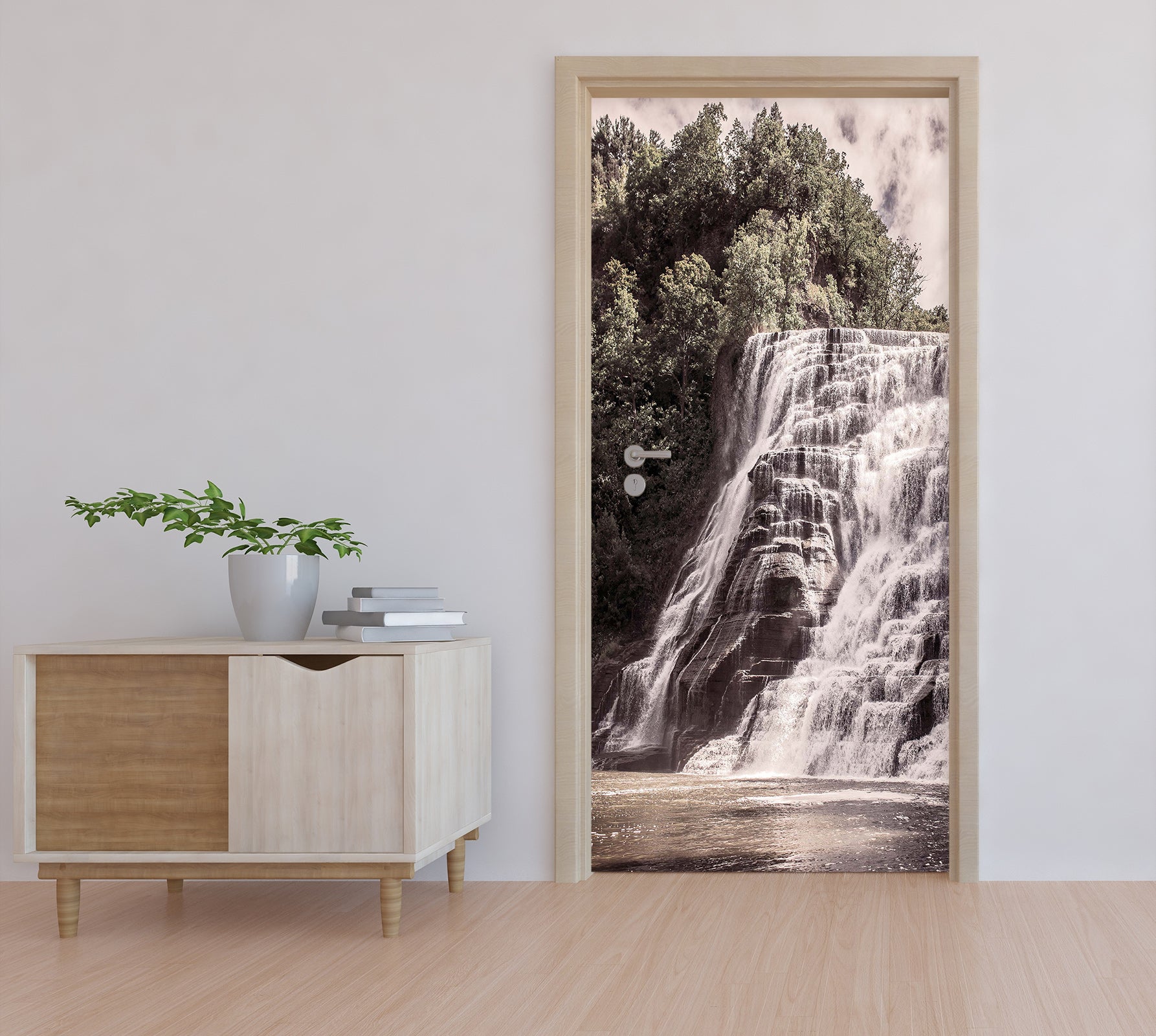 3D Forest Valley River 113 Door Mural