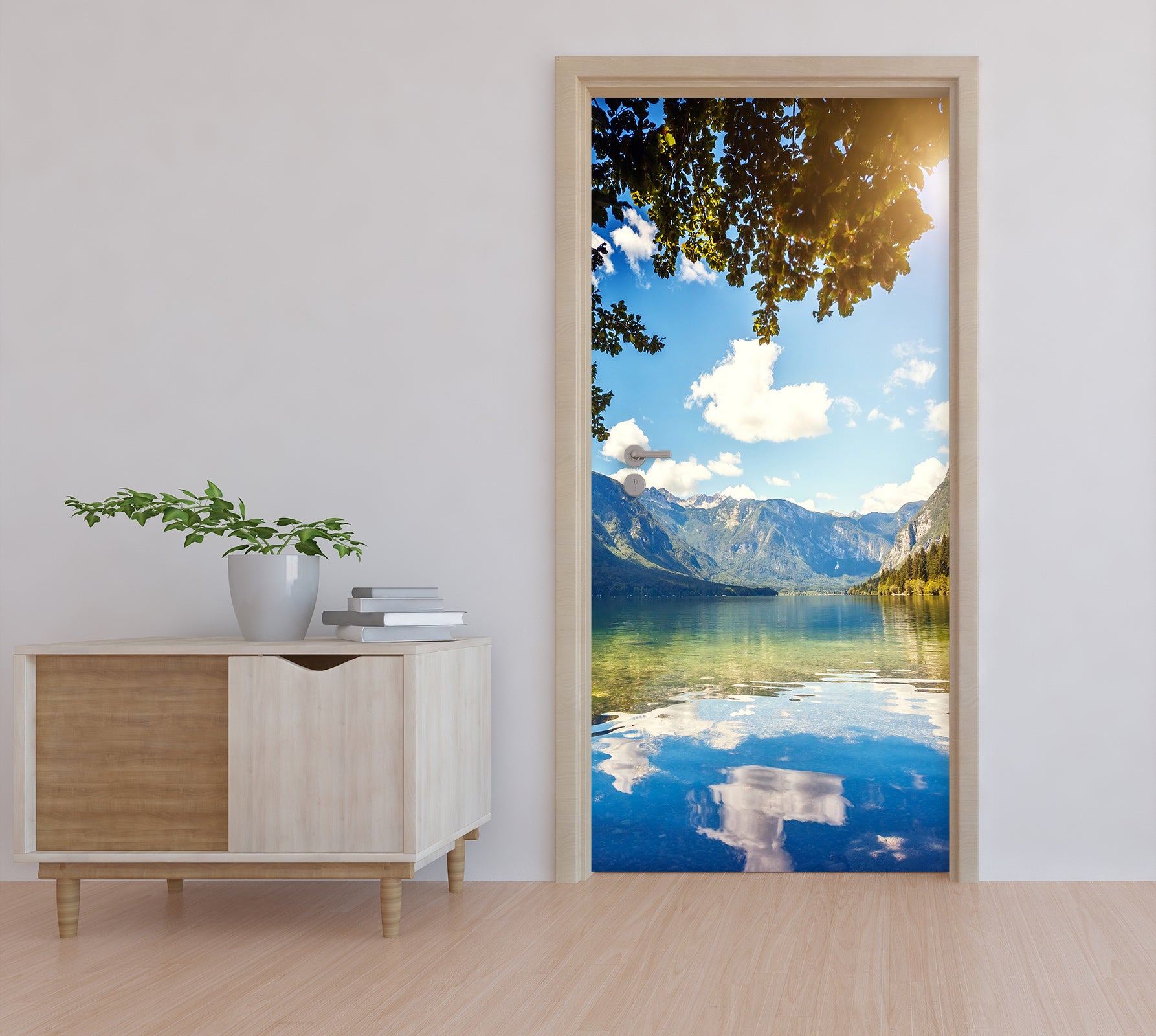 3D Mountain Lake 23147 Door Mural