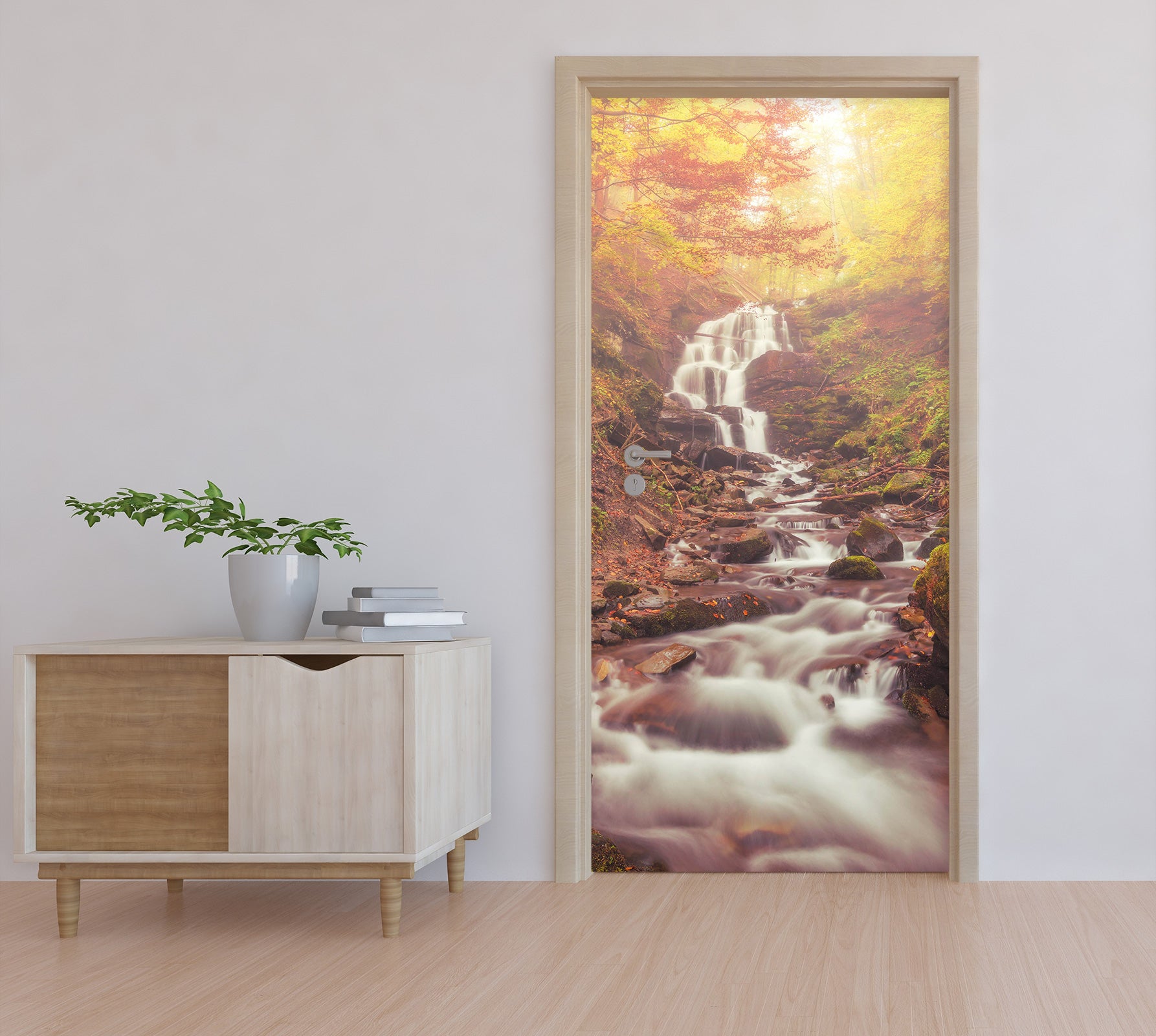 3D Mountain Running Water 24081 Door Mural