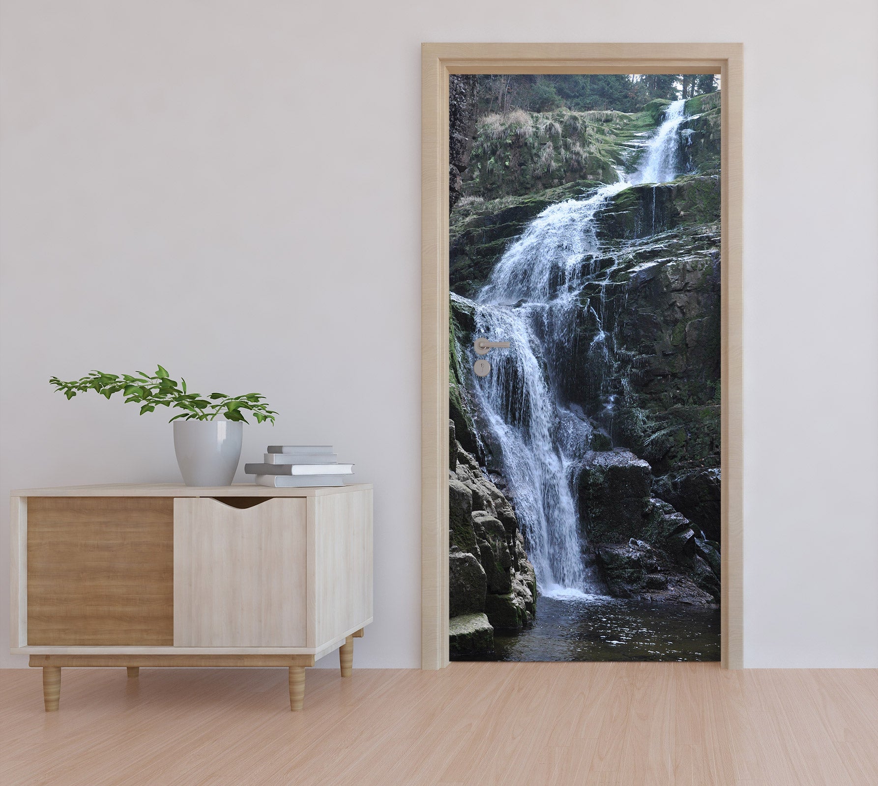 3D Stone Waterfall 015 Door Mural