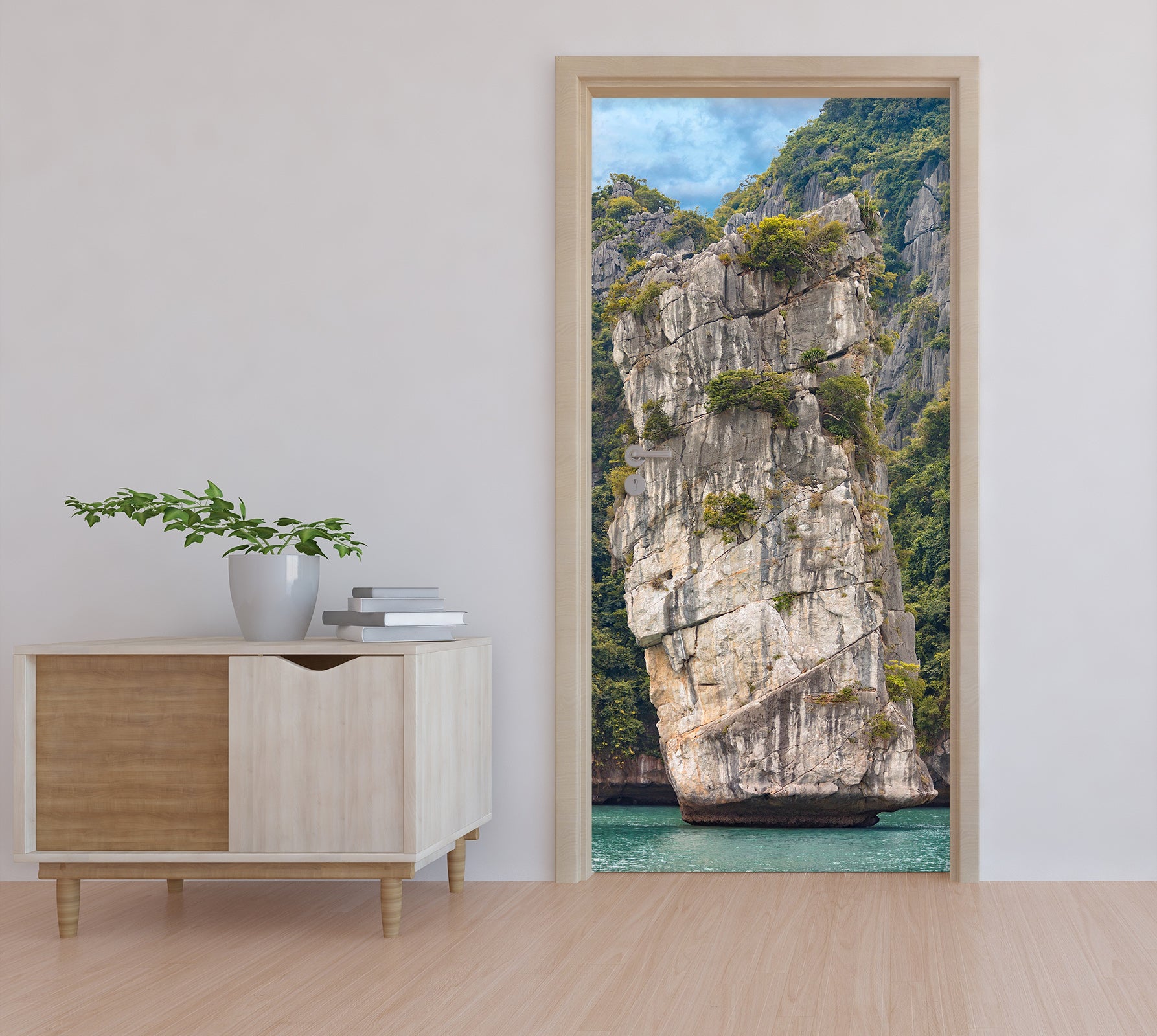 3D Cliff Forest 211 Door Mural