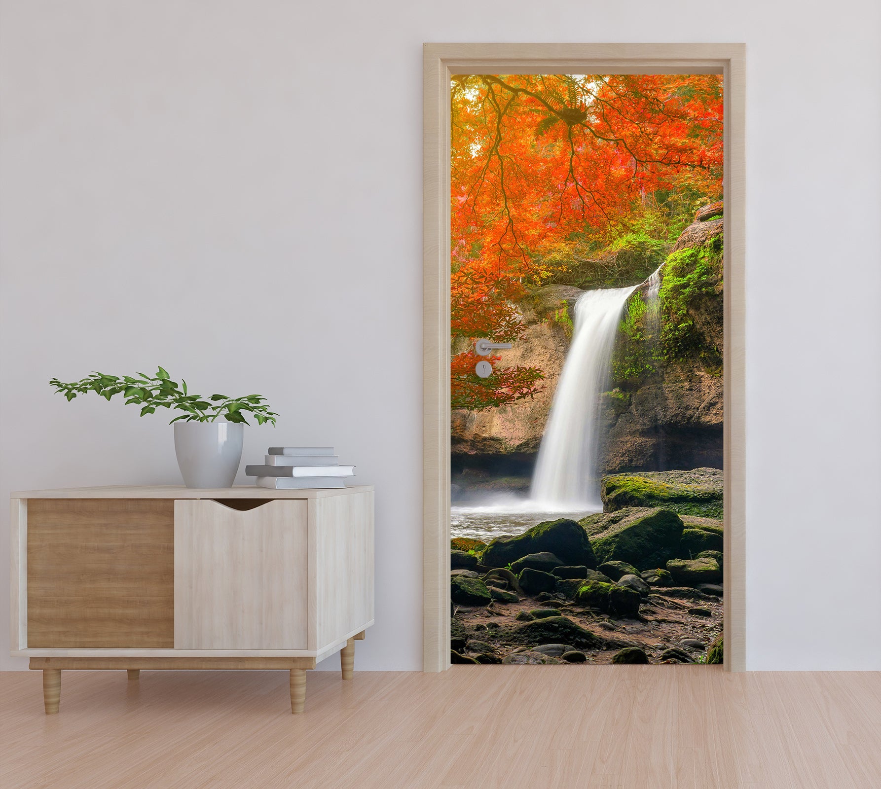 3D Maple Leaf Waterfall 154 Door Mural