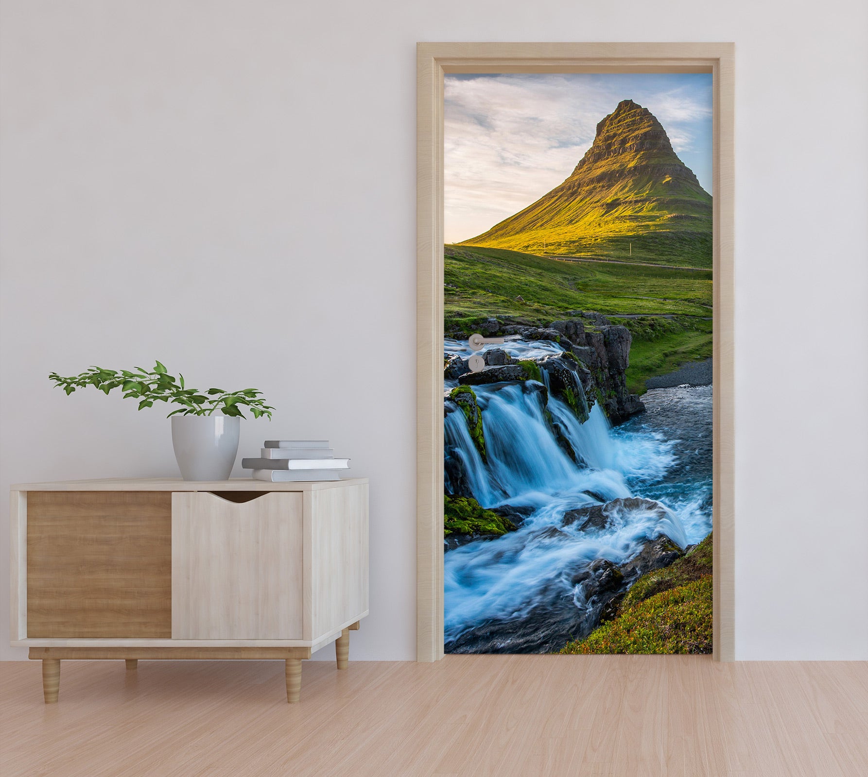 3D Mountain Lawn River 201 Door Mural