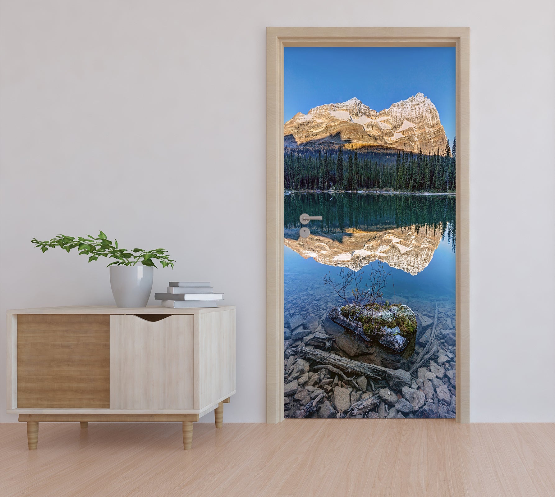 3D Mountain Reflection 23180 Door Mural