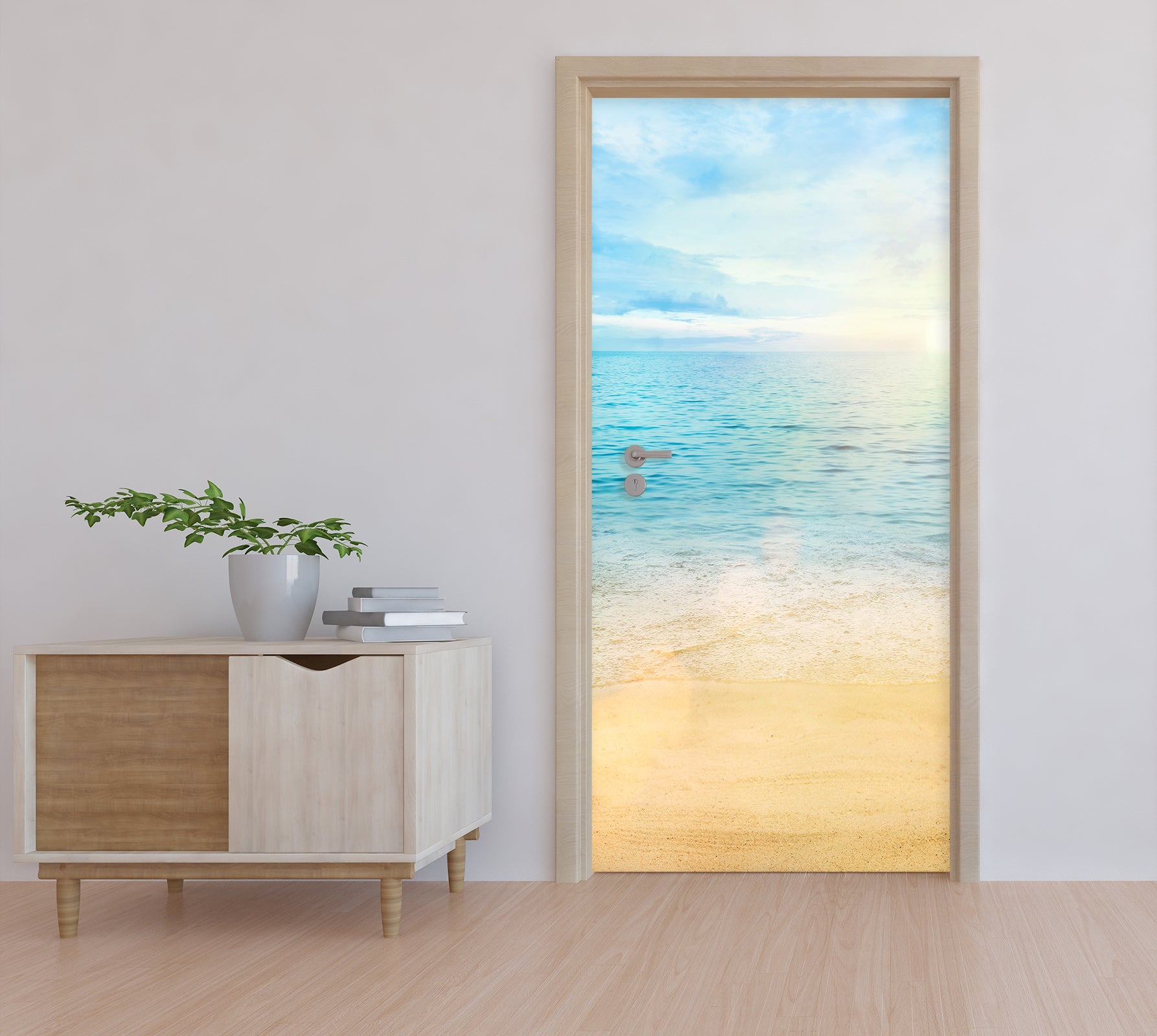 3D Yellow Beach Sea 094 Door Mural