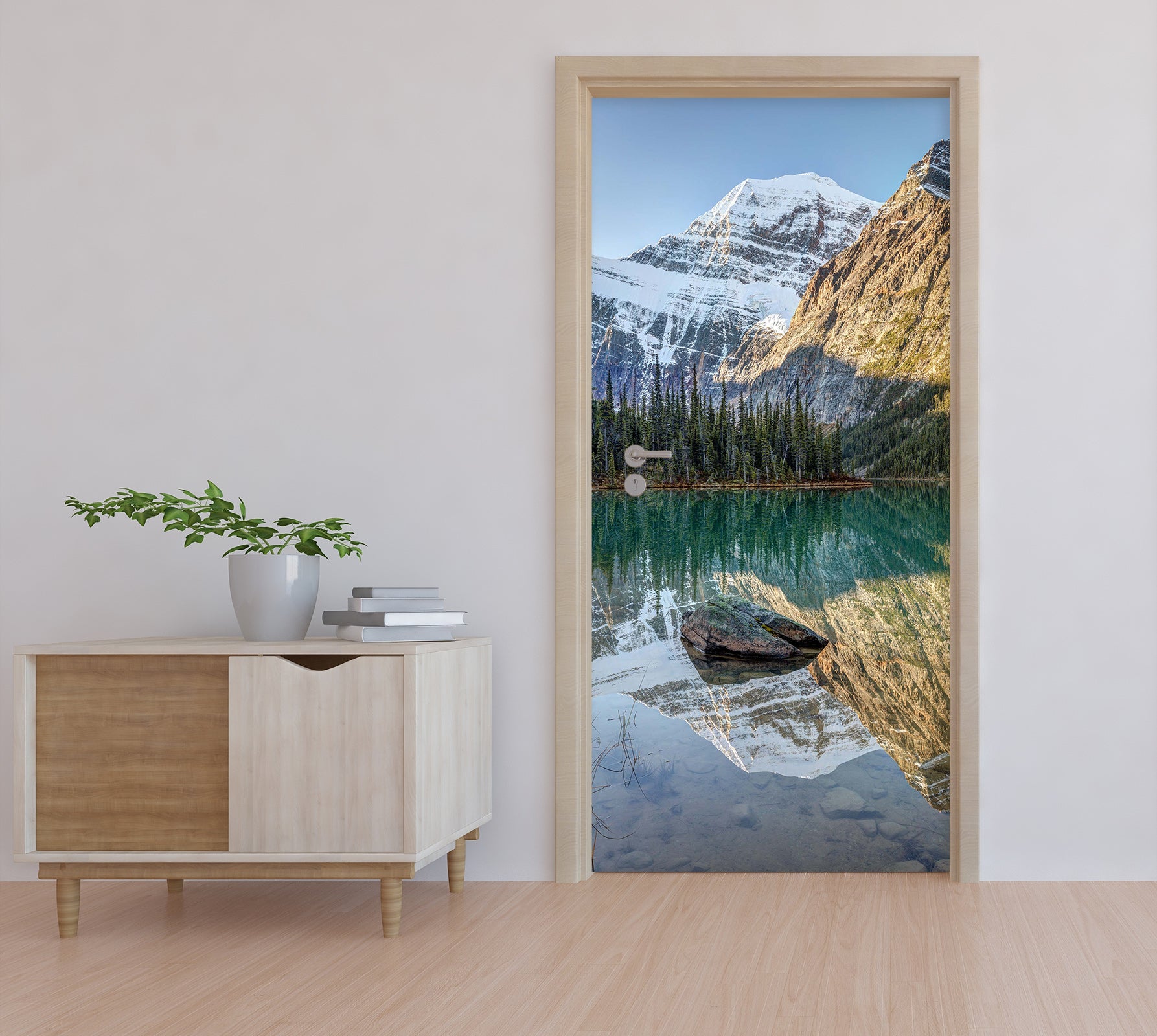 3D Snow Mountain Lake 161 Door Mural