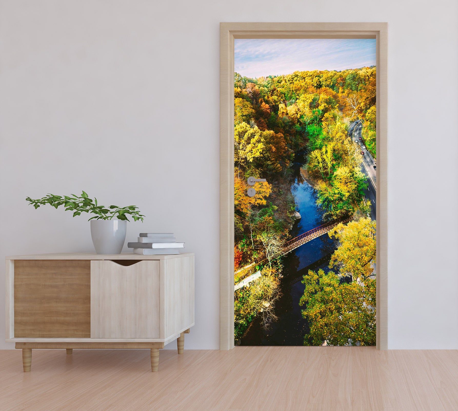 3D Yellow Forest 248 Door Mural