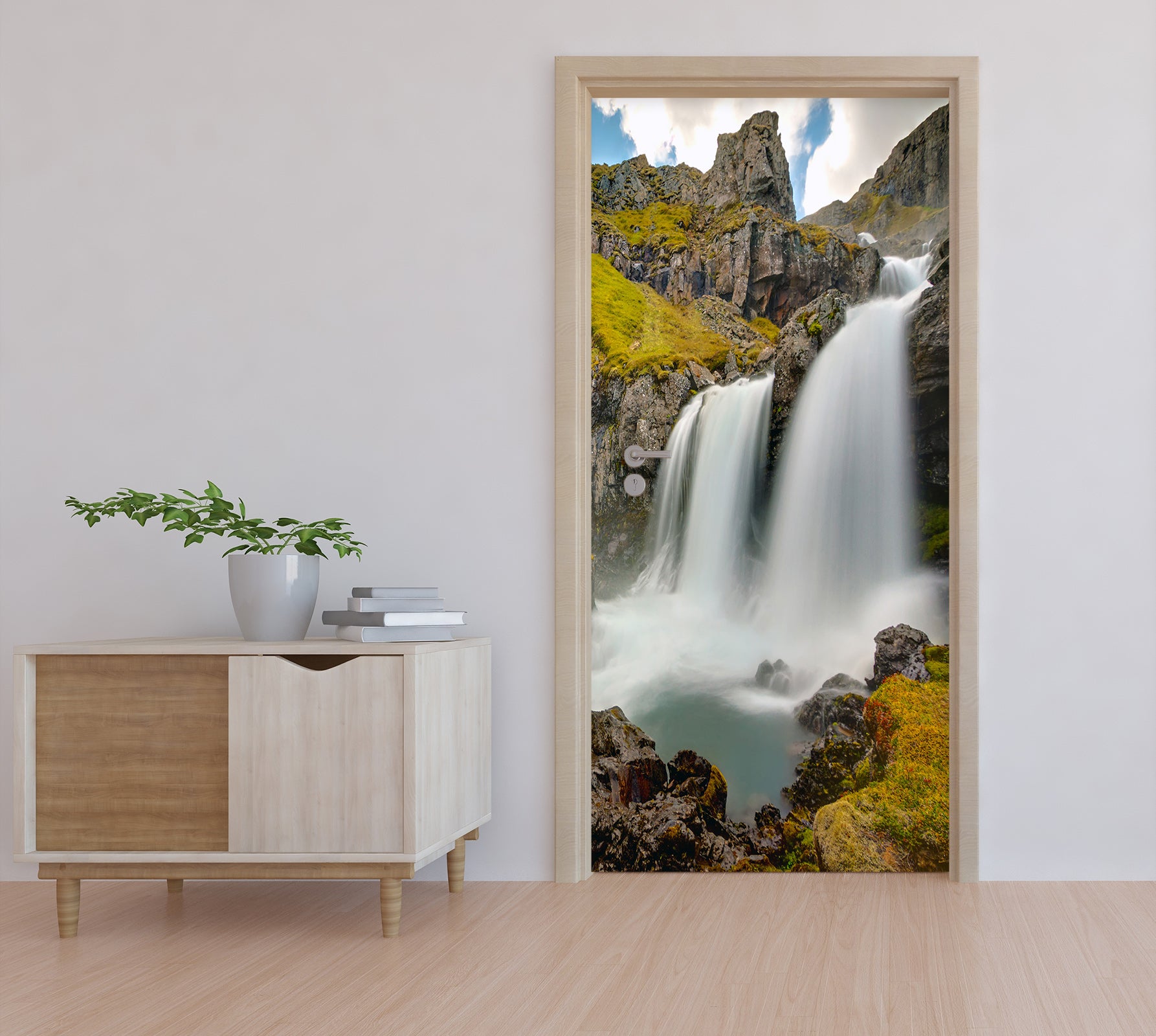 3D Mountain Waterfall Lake 115 Door Mural