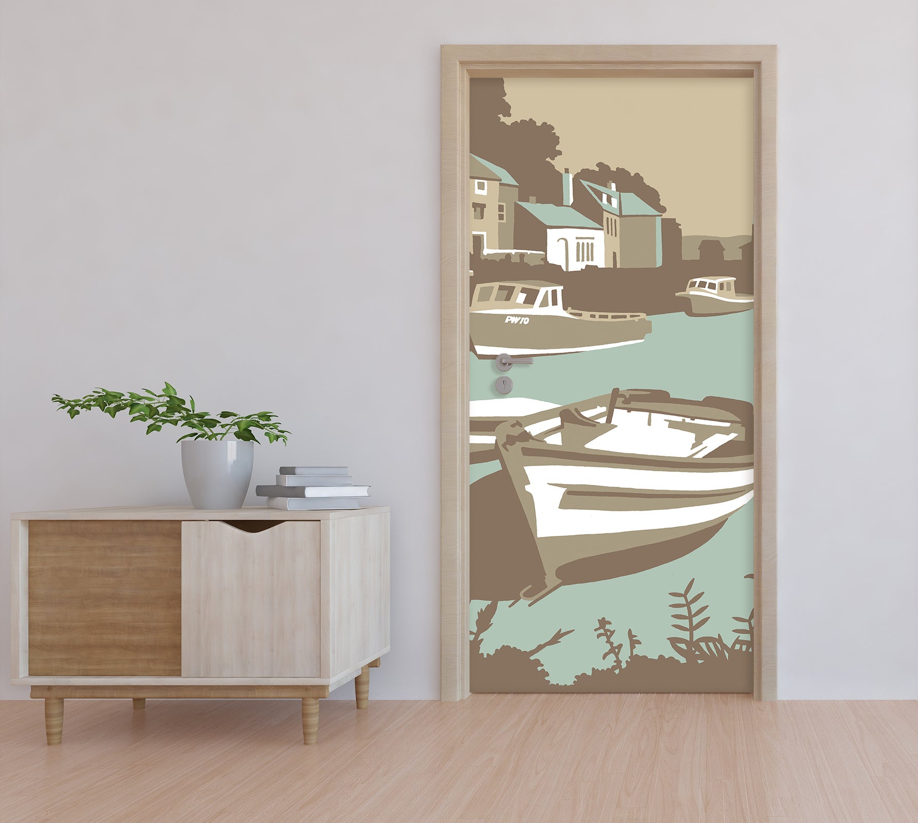 3D River Boat 9248 Steve Read Door Mural