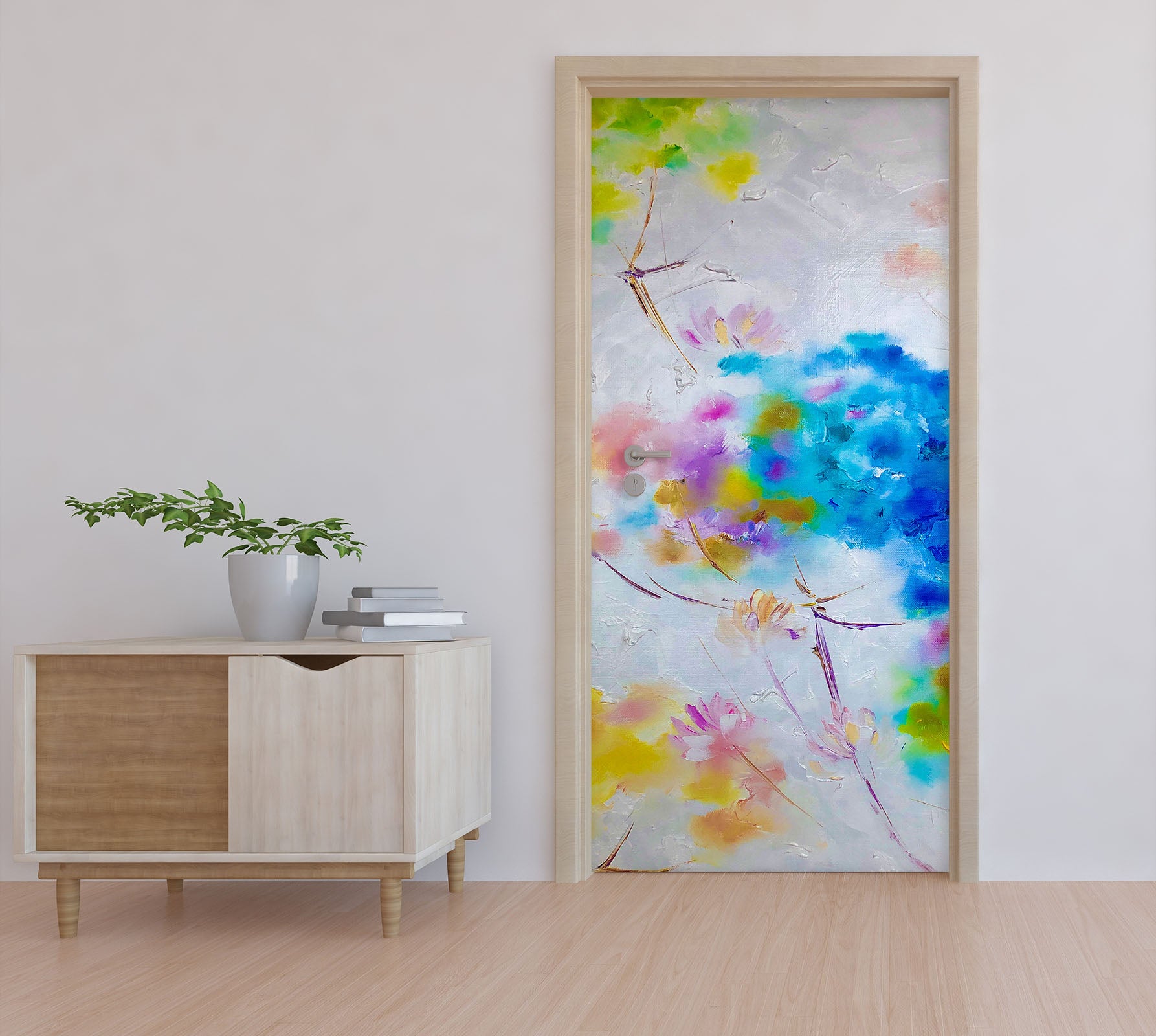 3D Blue Petals 3292 Skromova Marina Door Mural