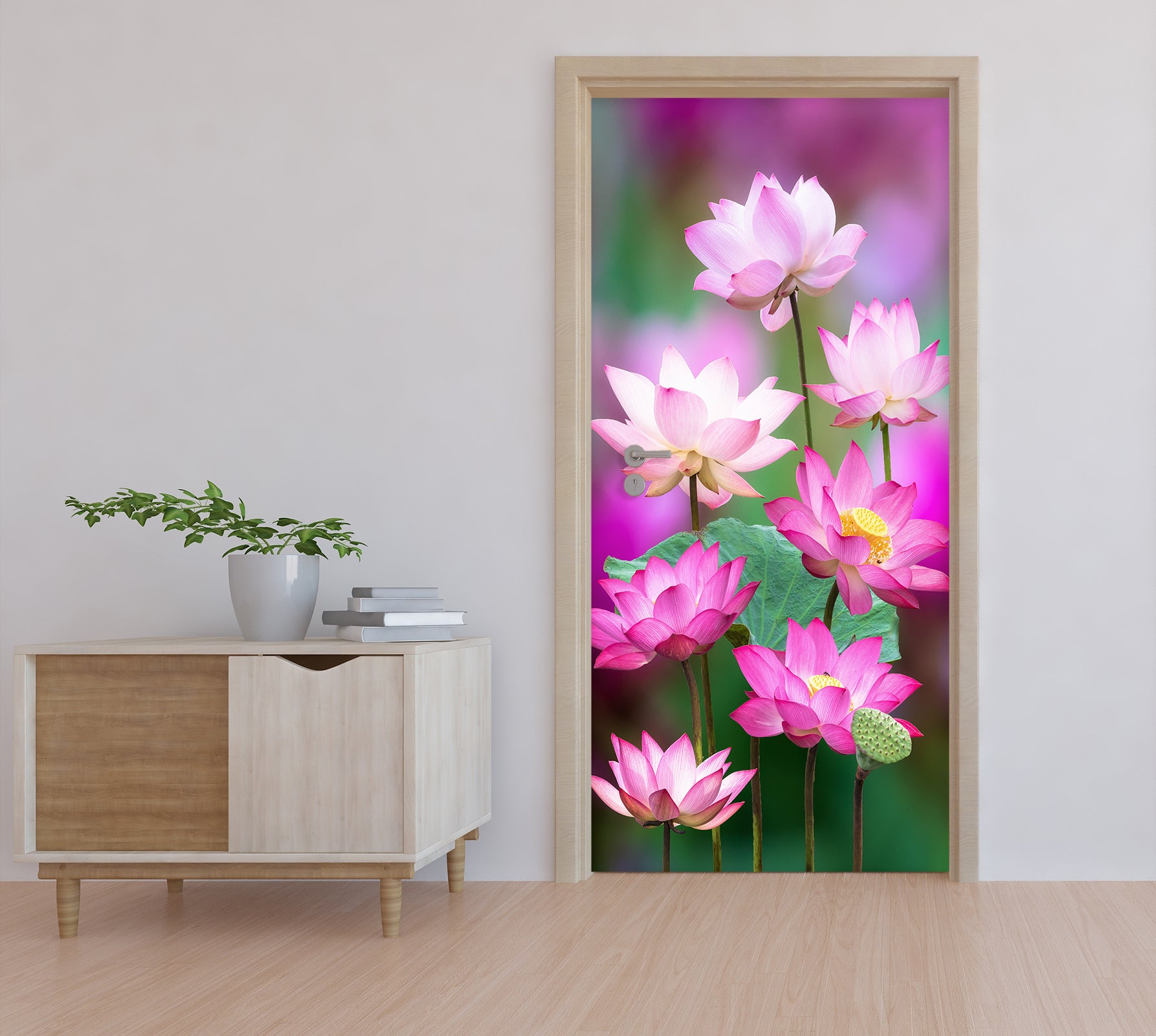 3D Many Lotus 25169 Door Mural