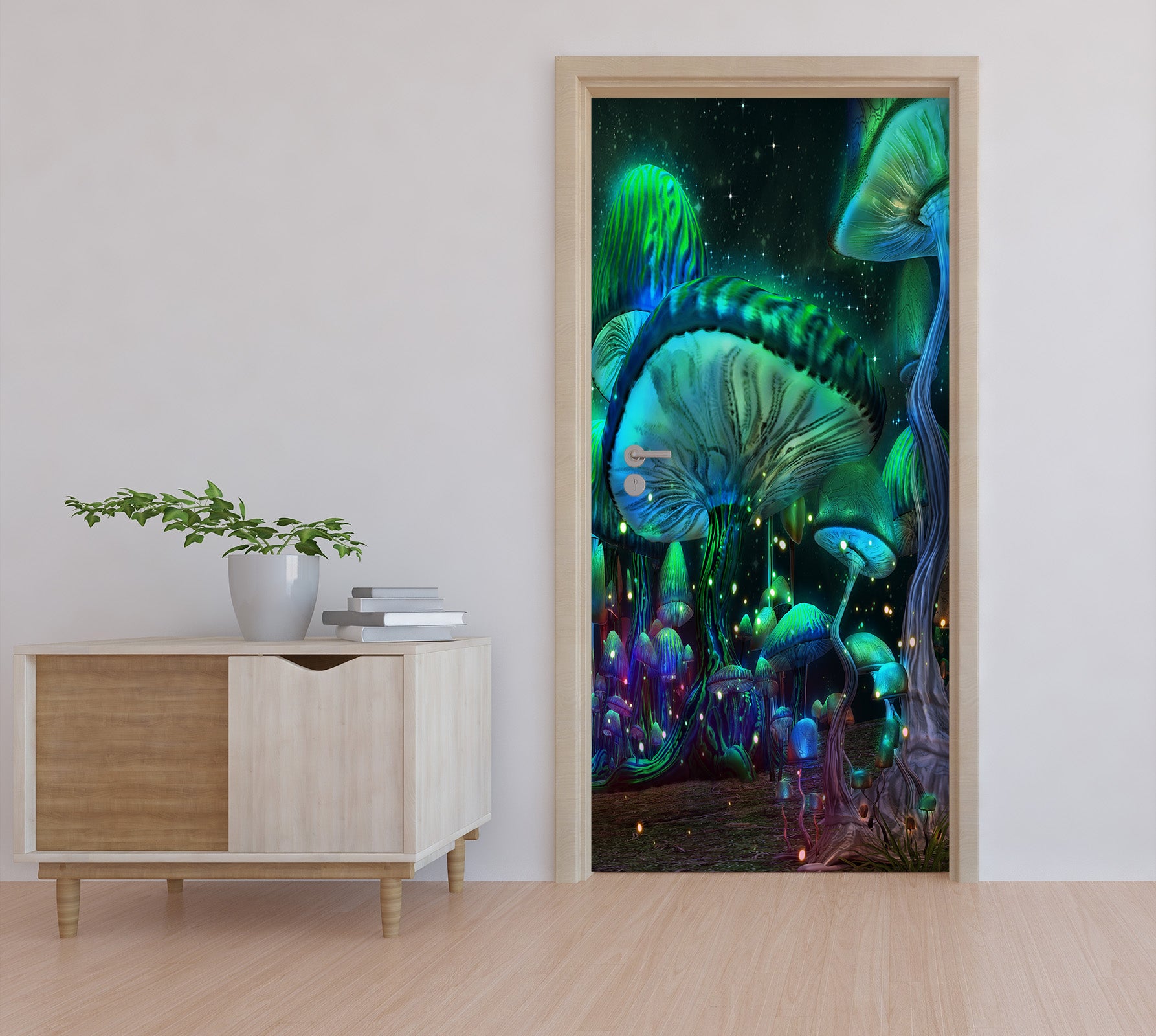 3D Glowing Mushroom 22171 Door Mural