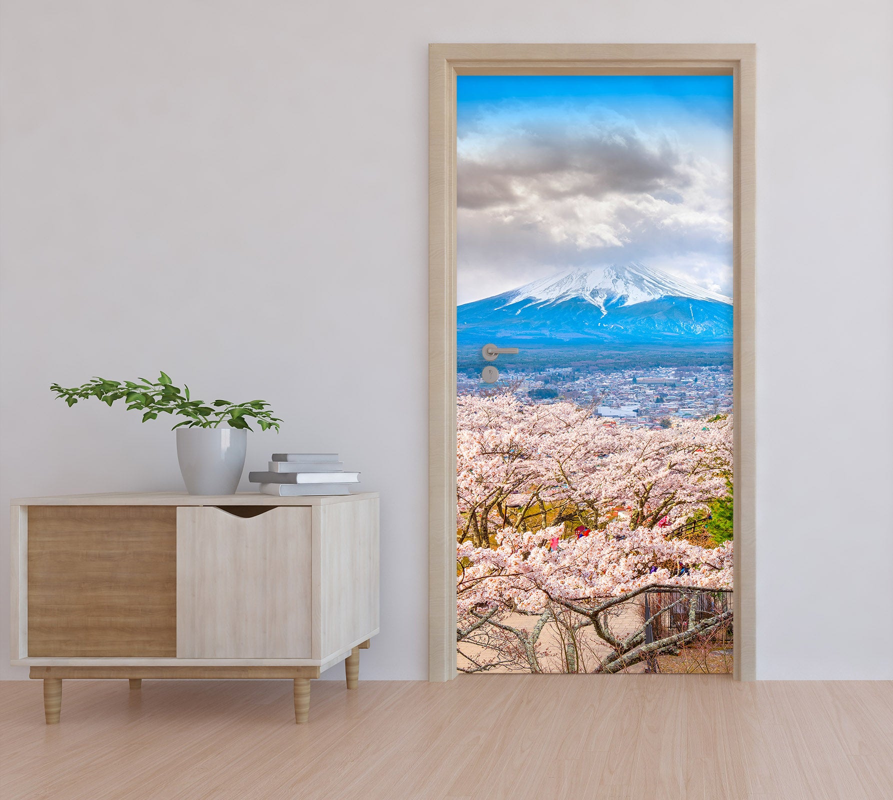 3D Snow Mountain Pink Trees 11473 Marco Carmassi Door Mural