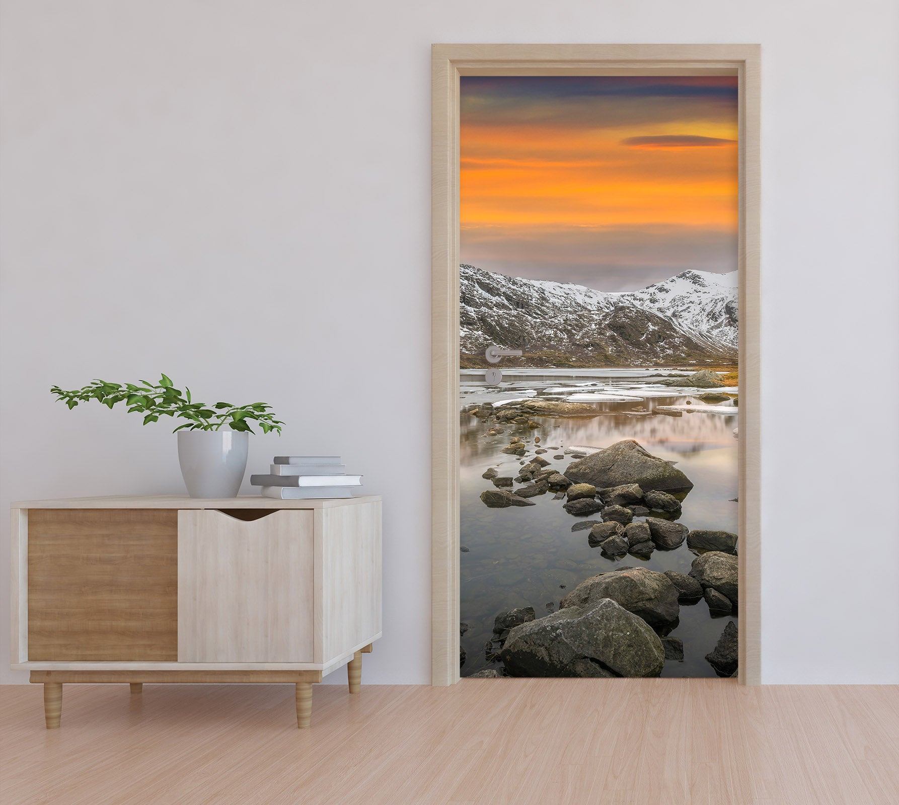 3D Sunset Snow Mountain Stone 11590 Marco Carmassi Door Mural