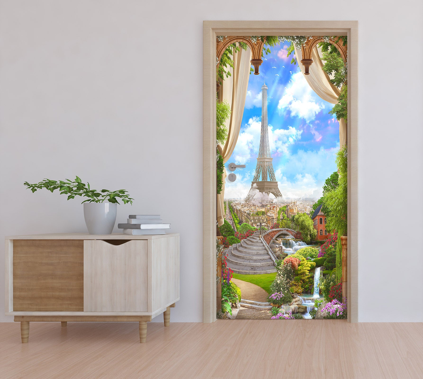 3D Tower Flower Bush 22172 Door Mural