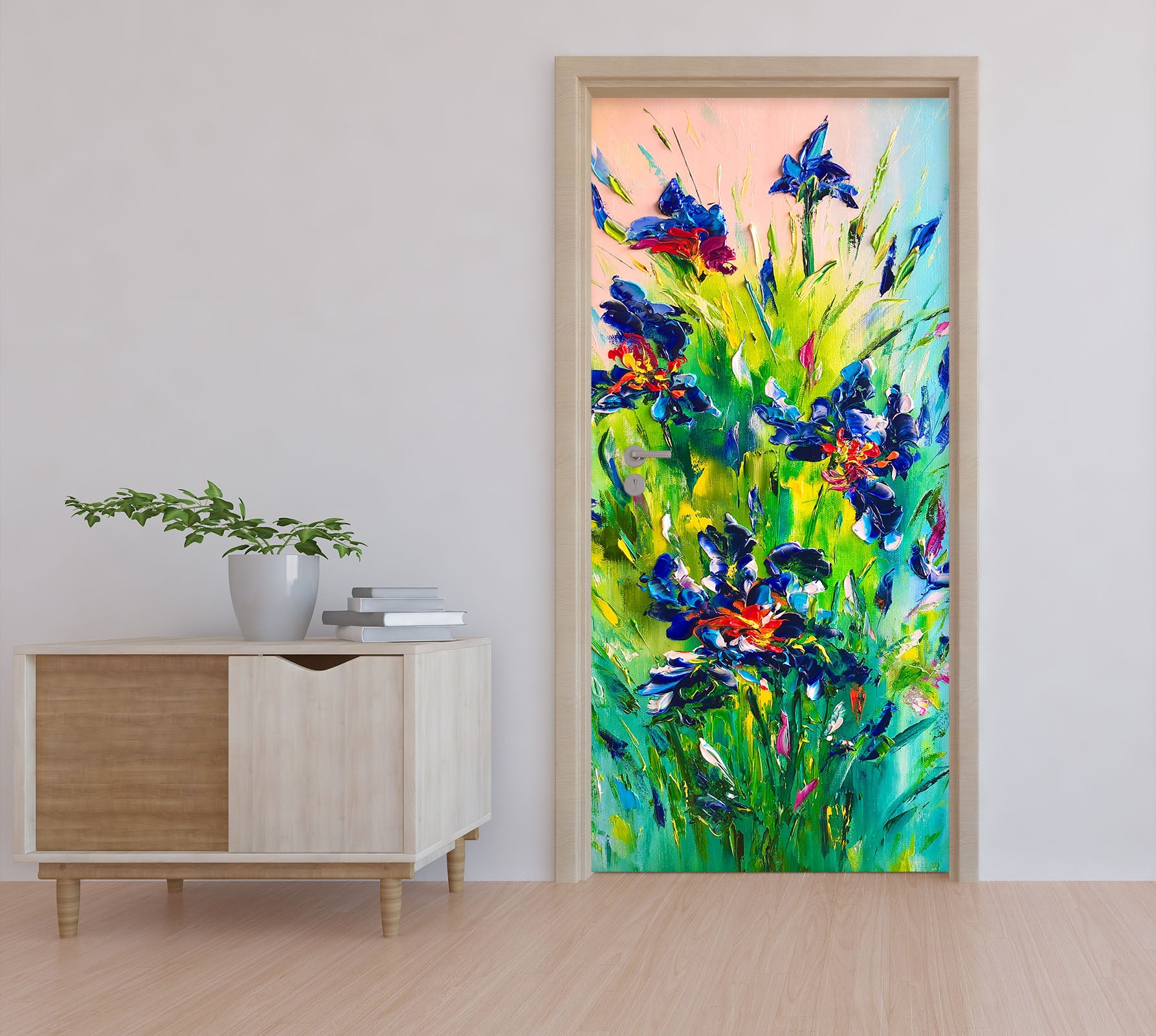 3D Blue Flower 3282 Skromova Marina Door Mural