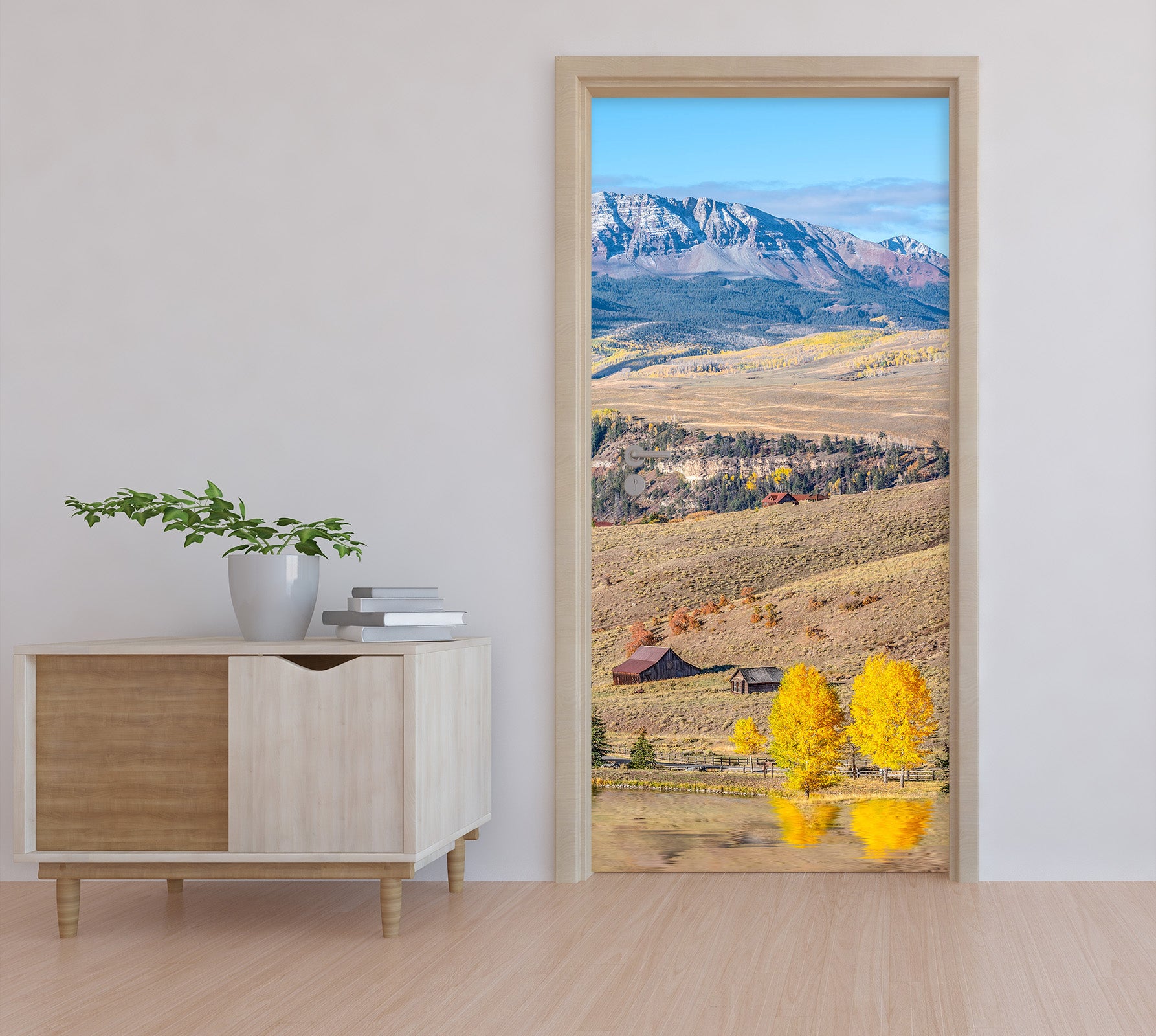 3D Grass Trees Mountains 11427 Marco Carmassi Door Mural