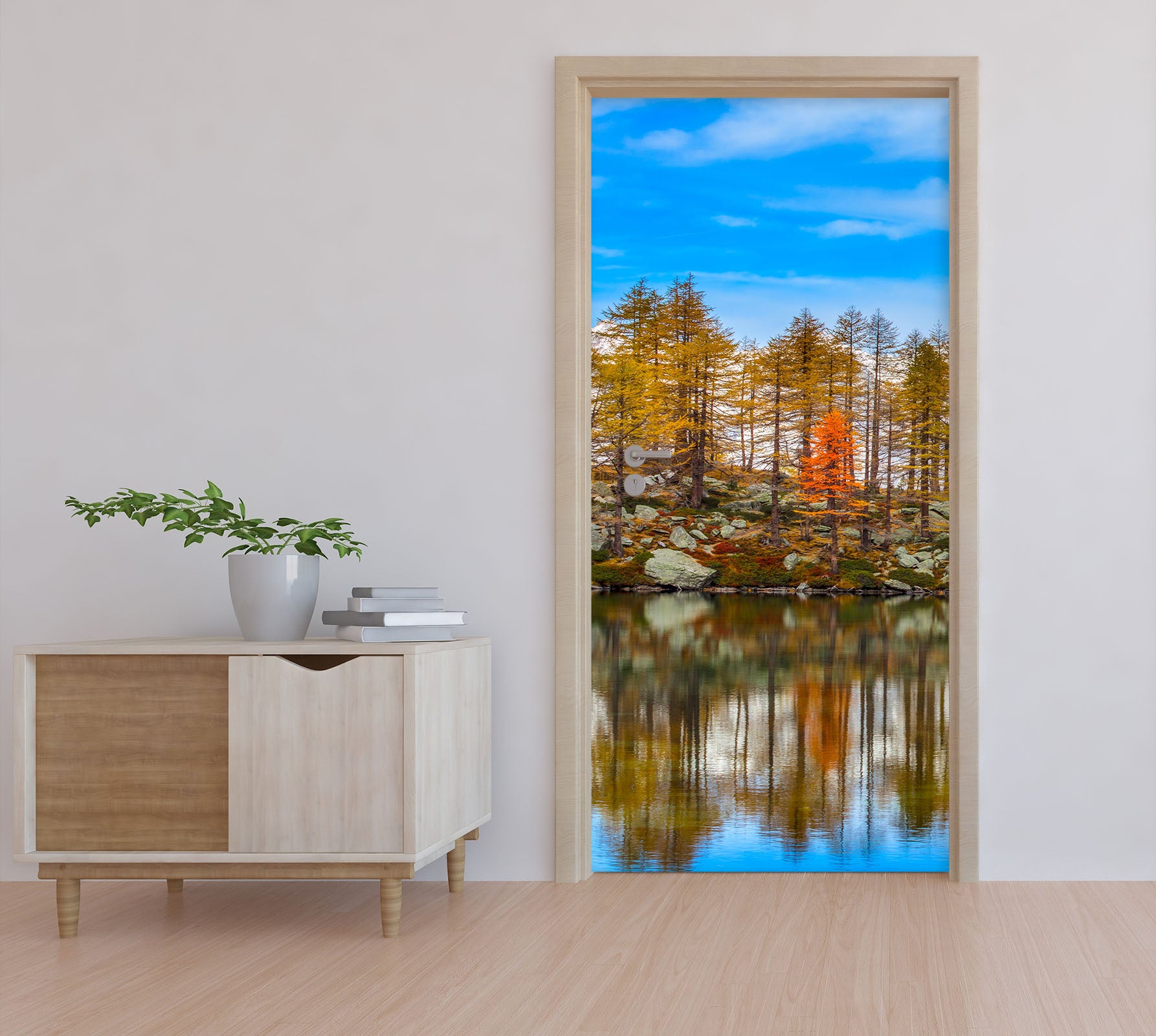 3D Wood Lake Shadow 119229 Marco Carmassi Door Mural