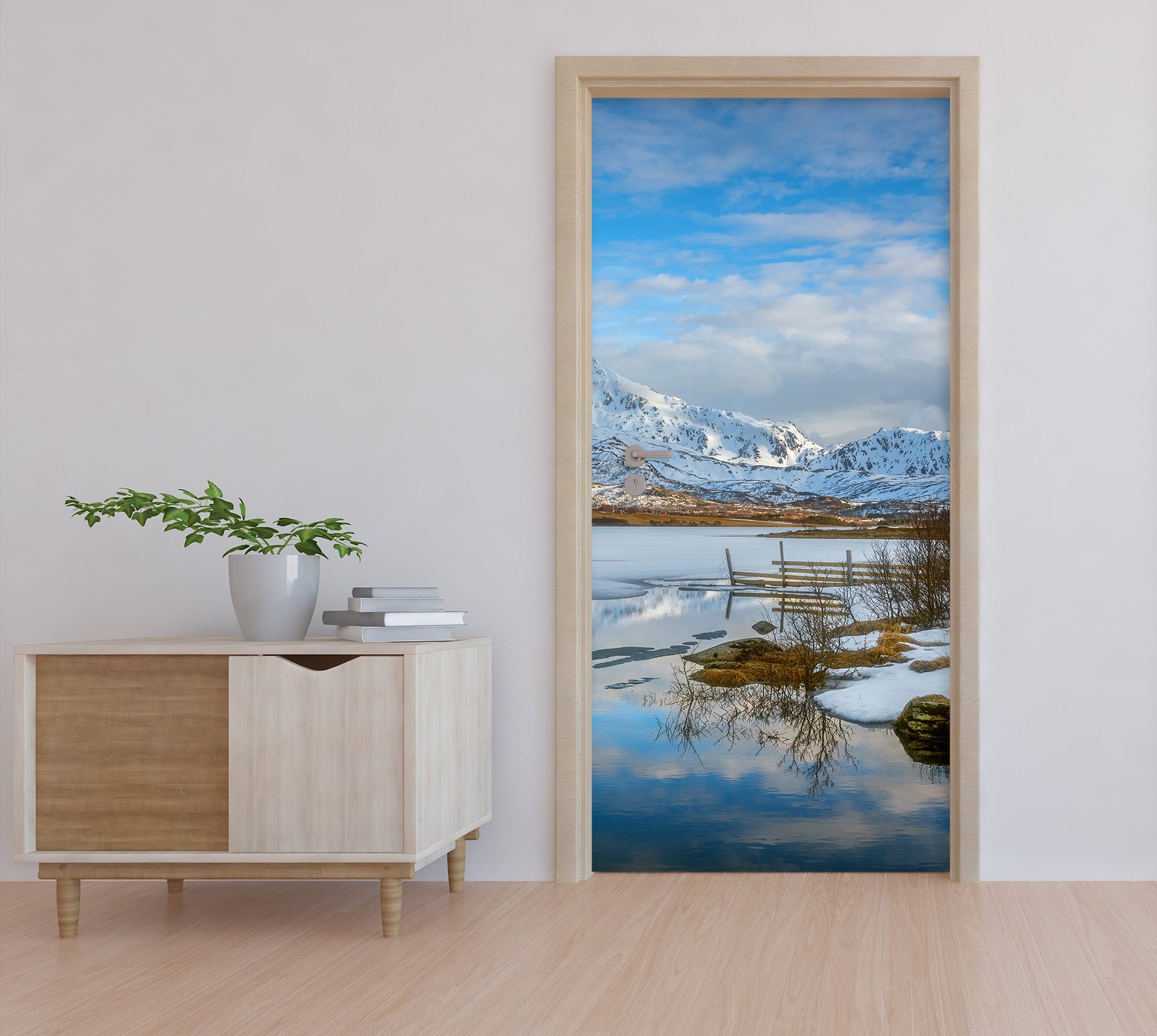 3D Lake Snow Mountain 11598 Marco Carmassi Door Mural