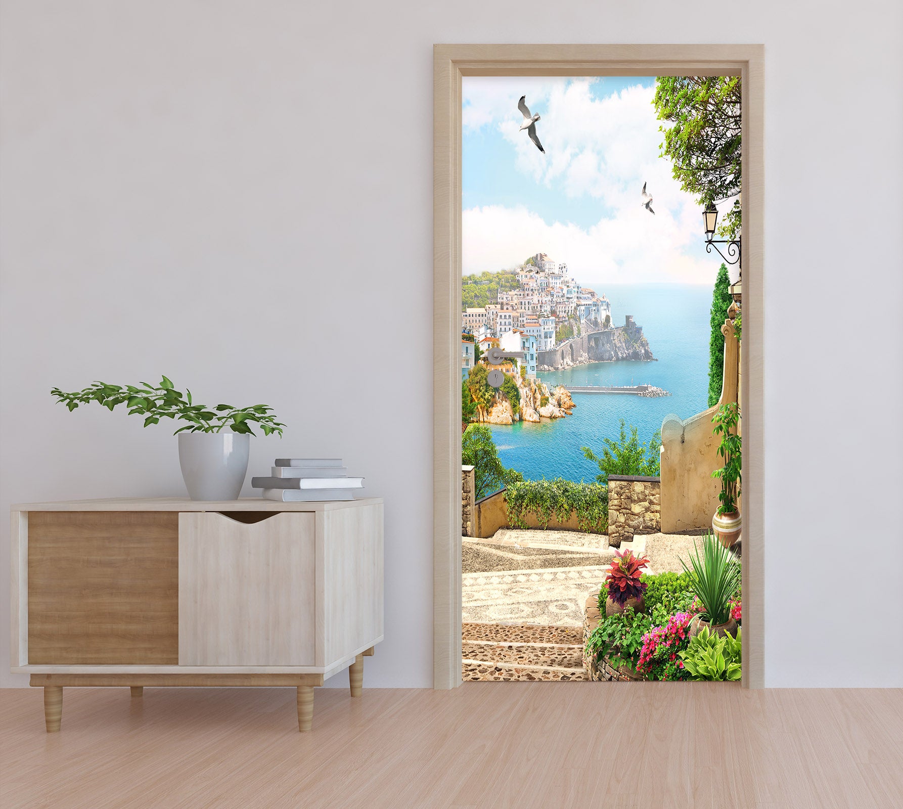 3D Island Houses 22082 Door Mural