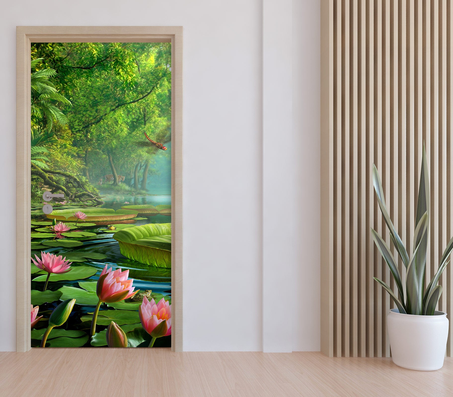 3D Forest Lotus 112157 Jerry LoFaro Door Mural