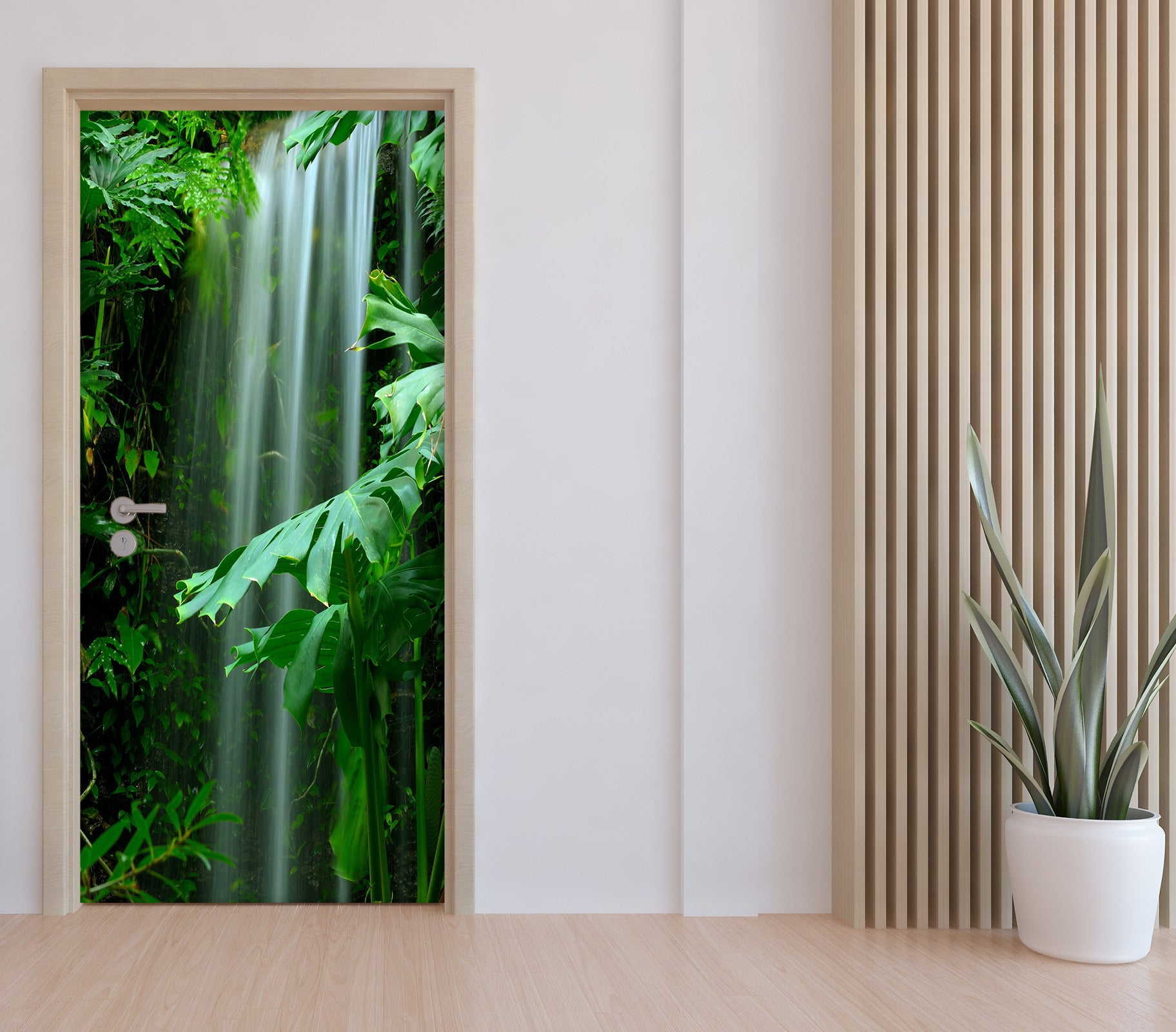 3D Waterfall Leaves 23035 Door Mural