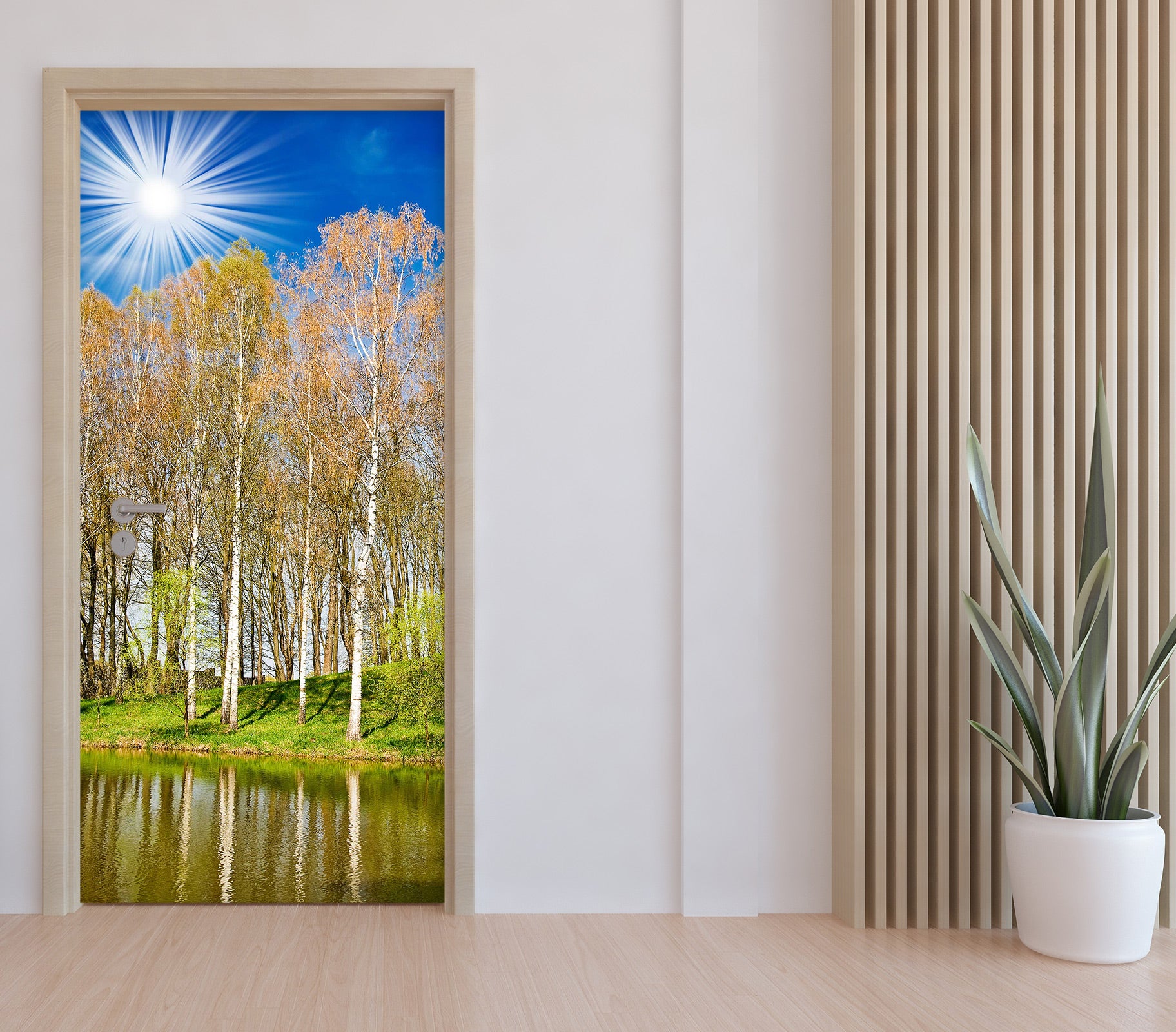 3D Sun Forest River 232 Door Mural