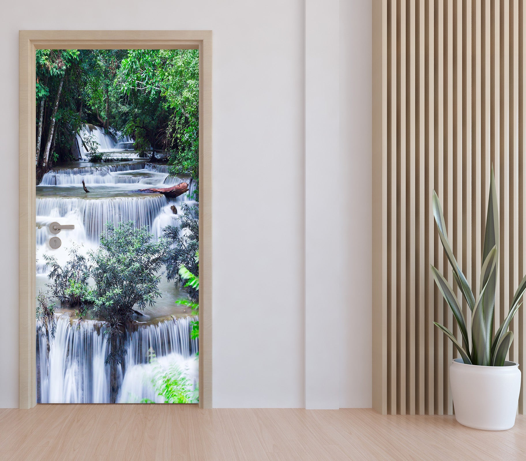 3D Forest Tree River 130 Door Mural