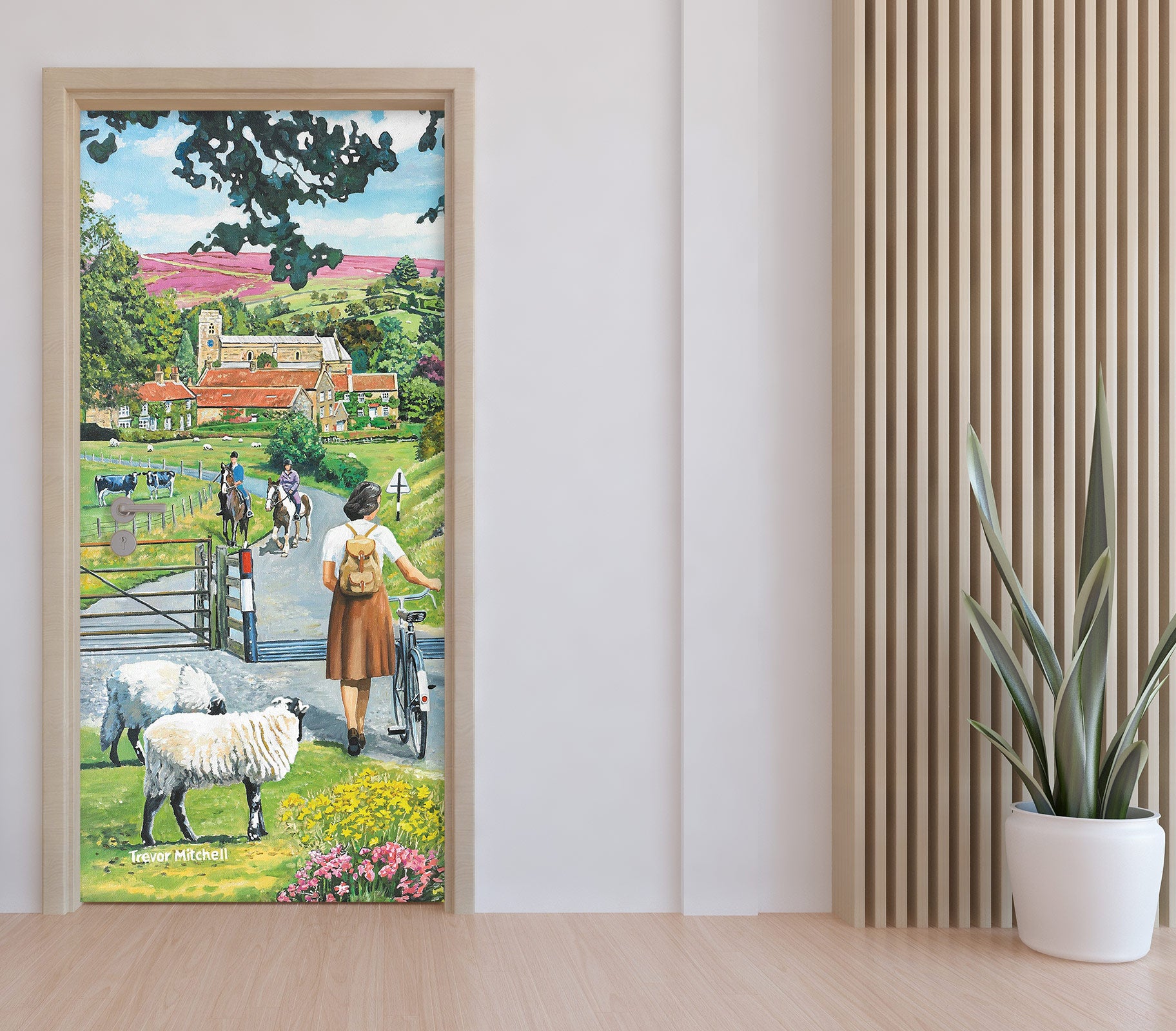 3D Country Road Grass Sheep 103106 Trevor Mitchell Door Mural