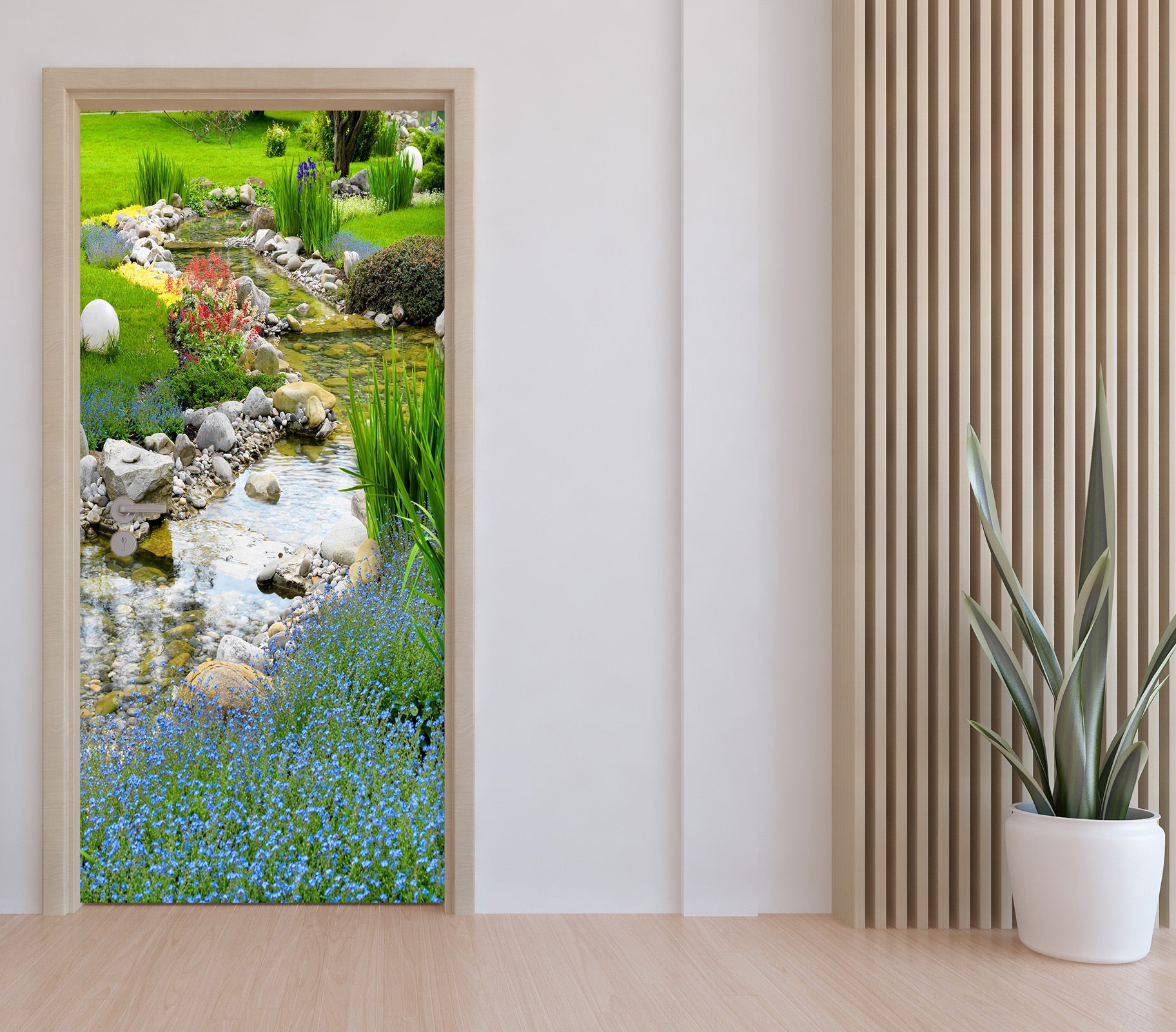 3D River Lawn 073 Door Mural