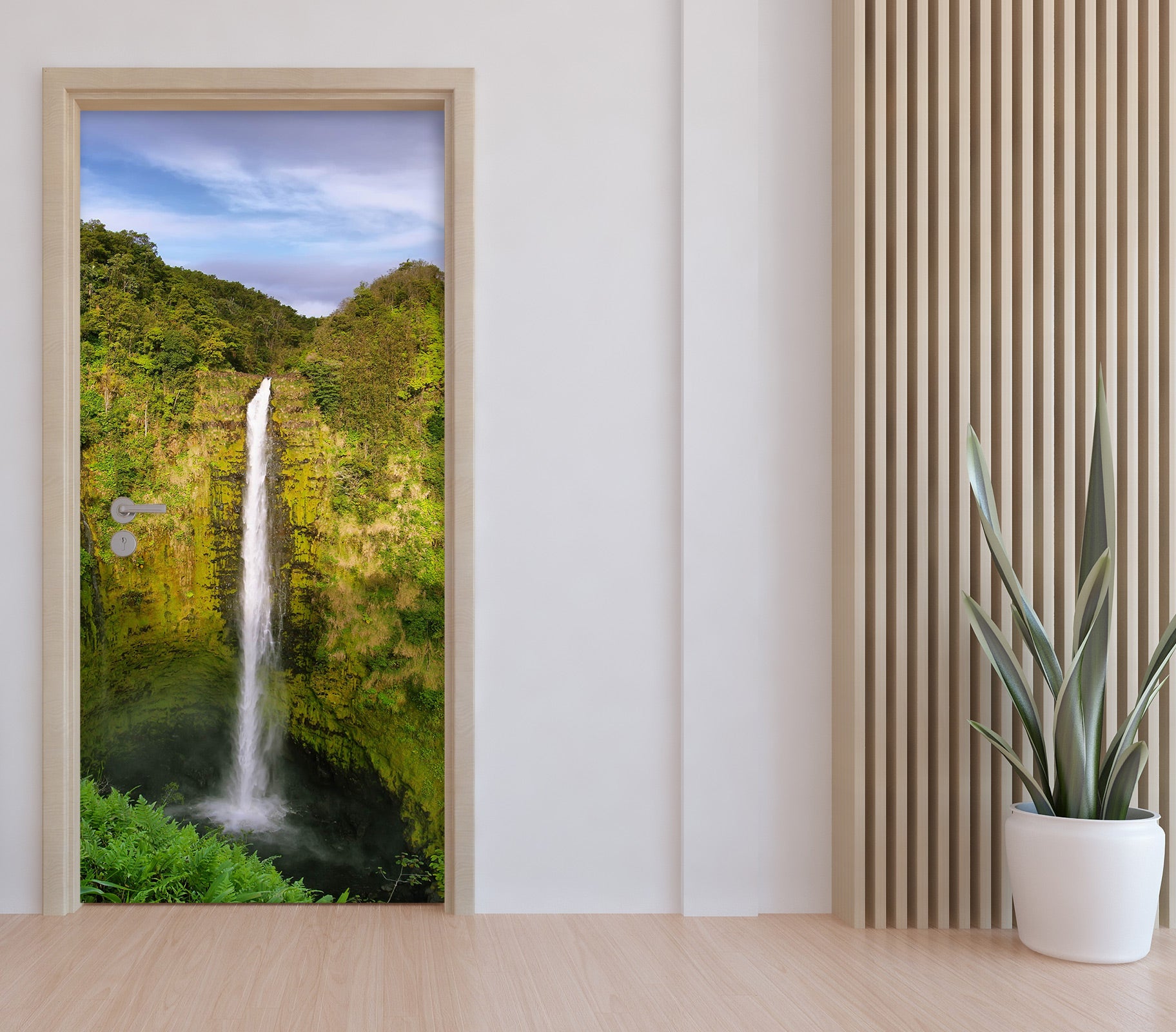 3D Mountain Waterfall 23038 Door Mural