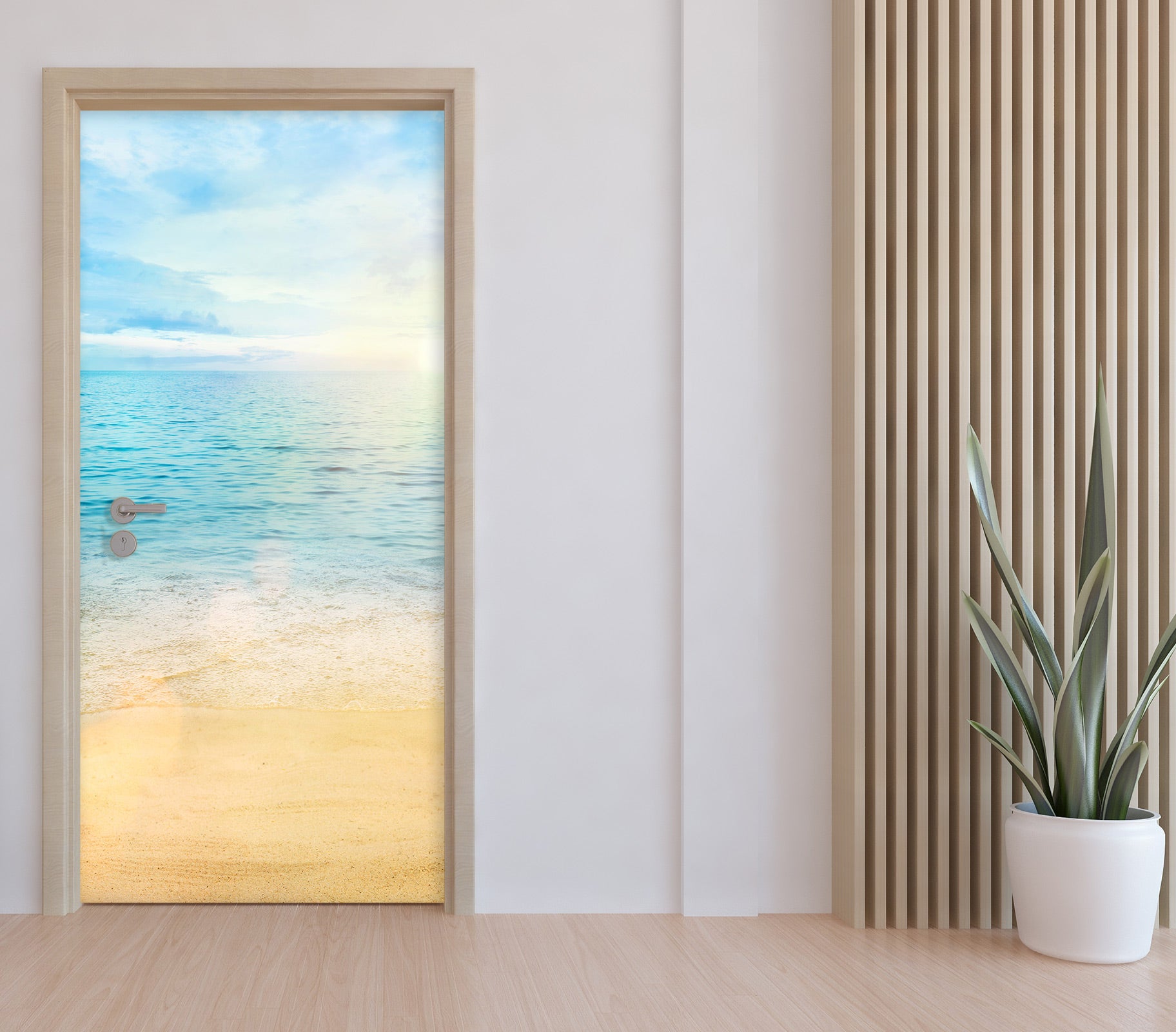 3D Yellow Beach Sea 094 Door Mural