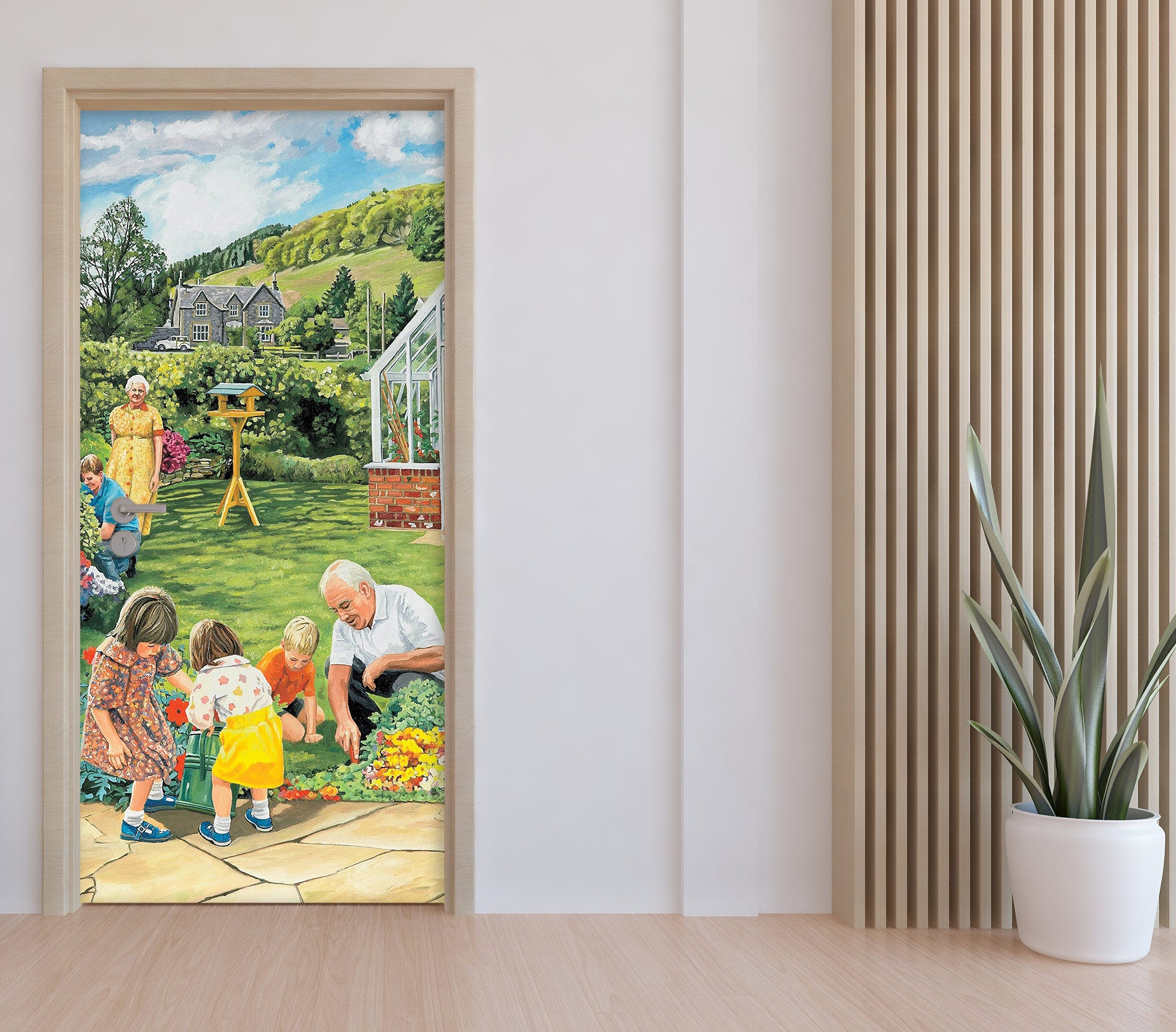 3D Lawn Flowers Child 10363 Trevor Mitchell Door Mural