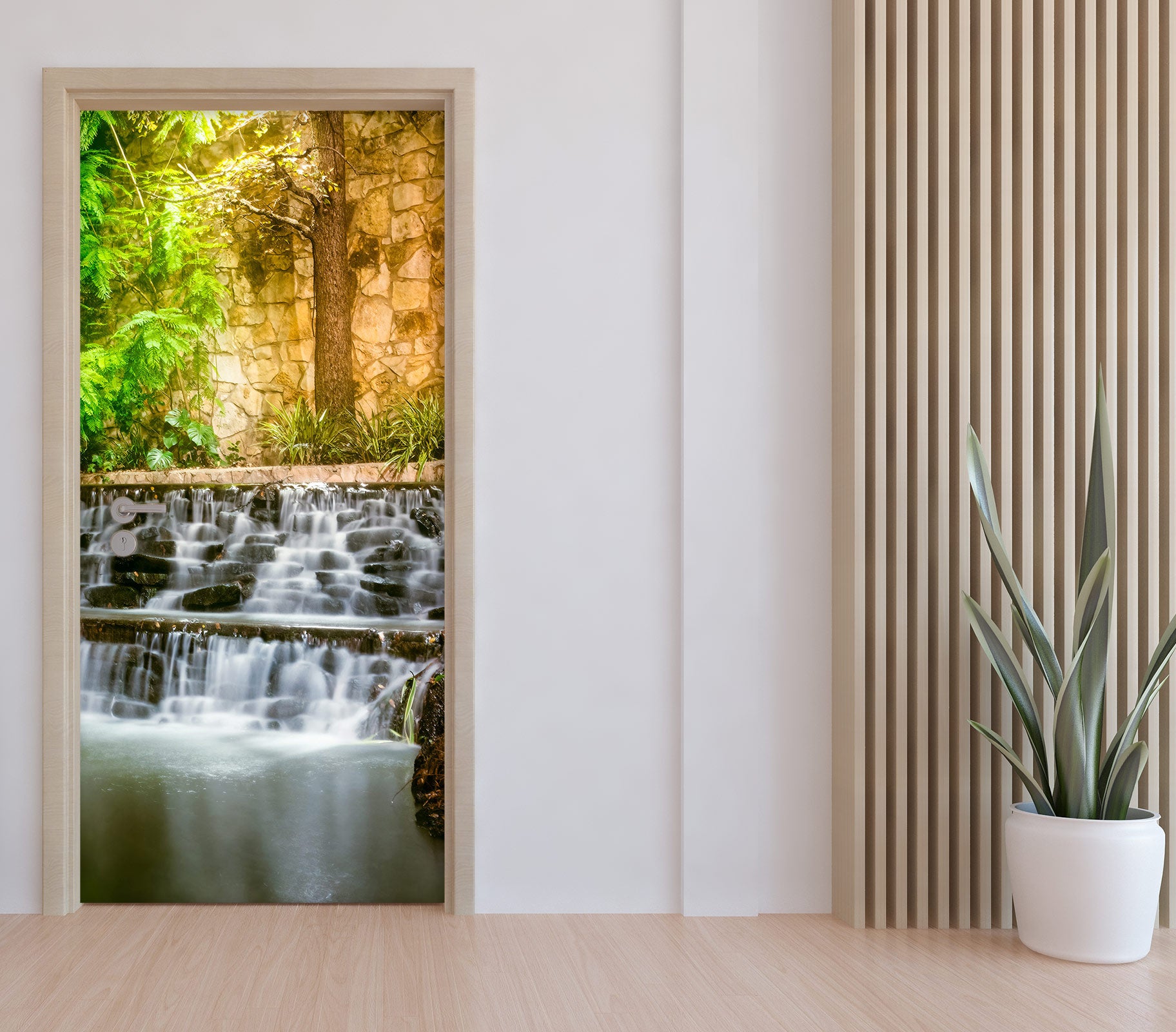 3D Trees Waterfall 10816 Beth Sheridan Door Mural