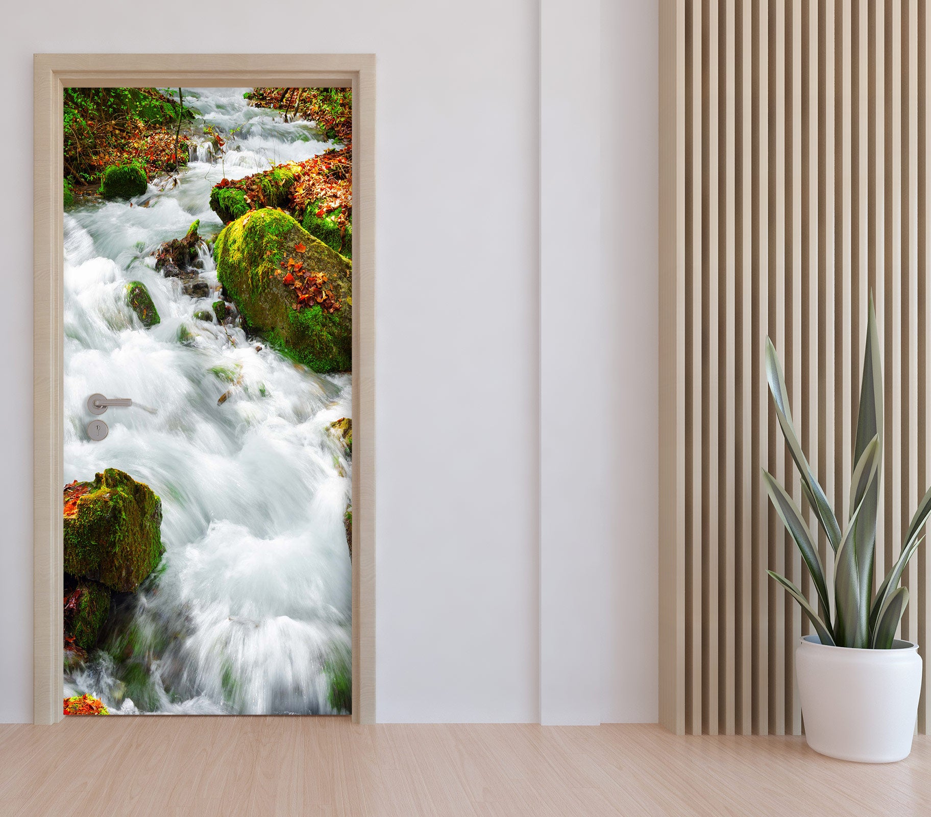 3D White Rapids 206 Door Mural